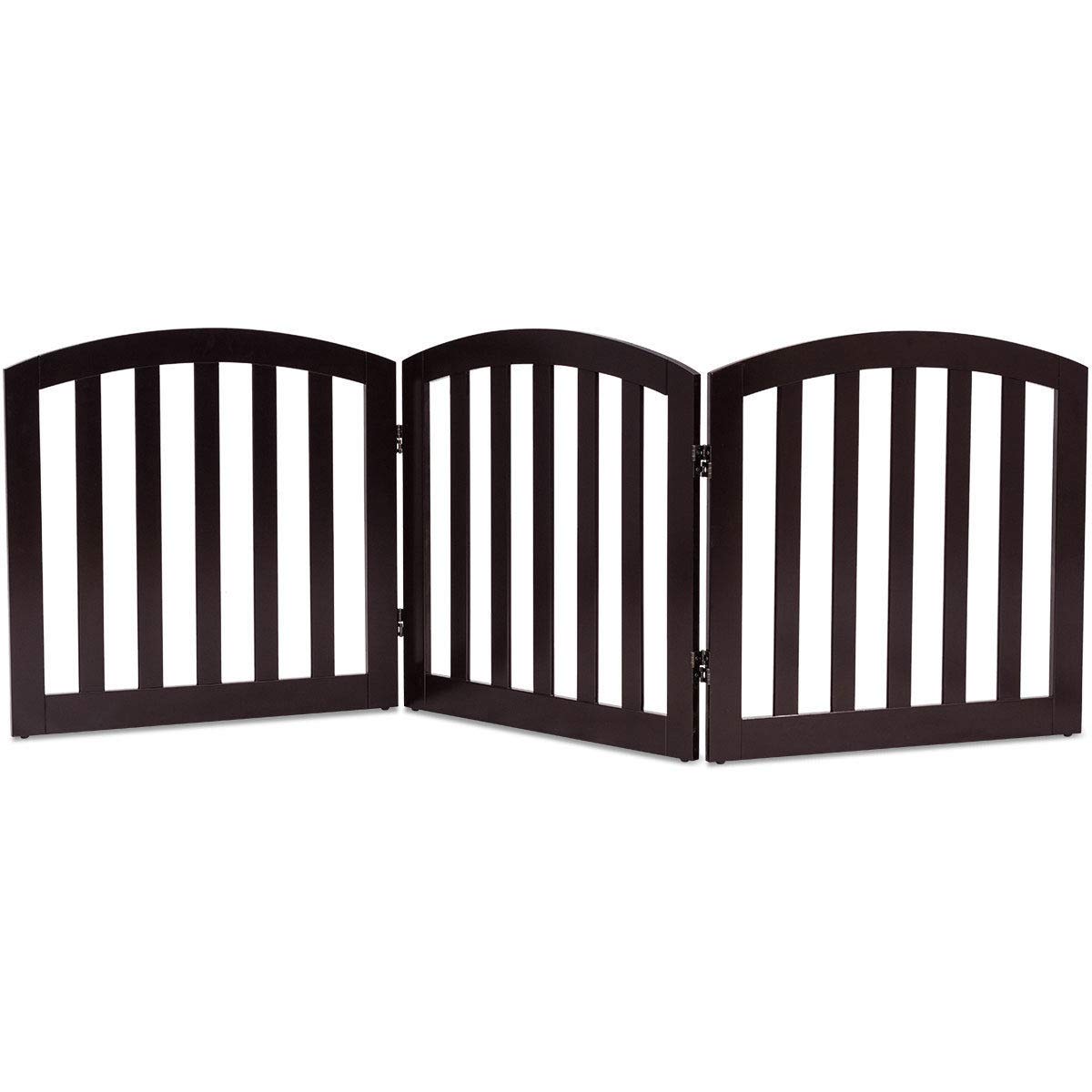 Giantex Expandable Wood Dog Gate, 28''-80'' Adjustable Freestanding Pet  Gate Ste