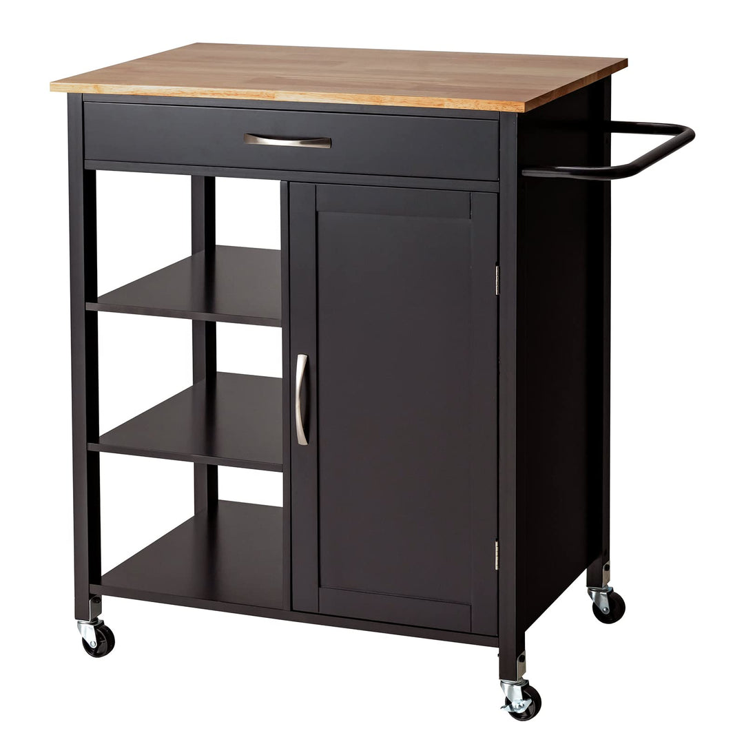 Giantex Kitchen Island - Mobile Kitchen Cart on Wheels, 1-Door Storage Cabinet, Large Drawer, 3 Tier Shelves