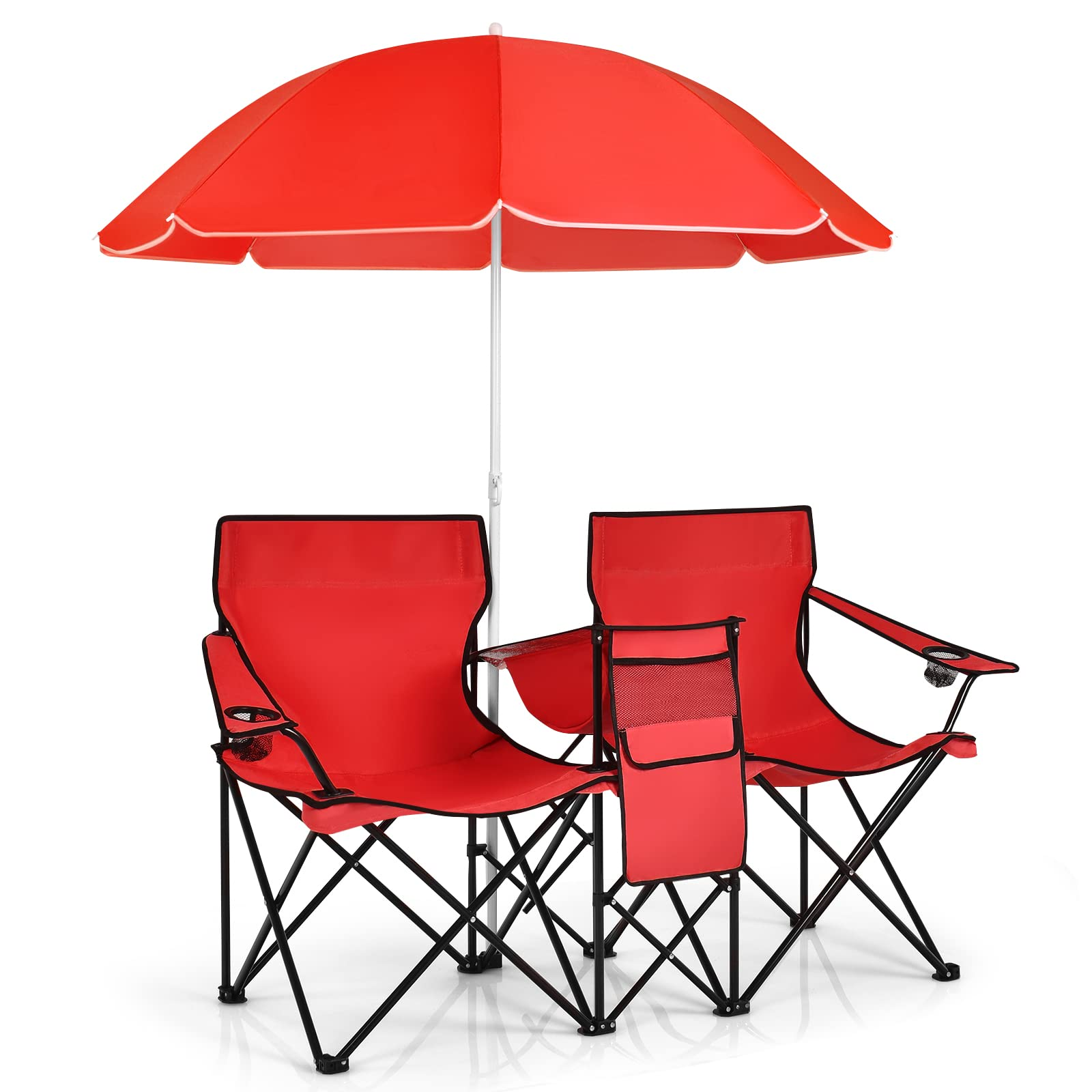 Giantex Camping Chairs Double Folding Chair with Canopy