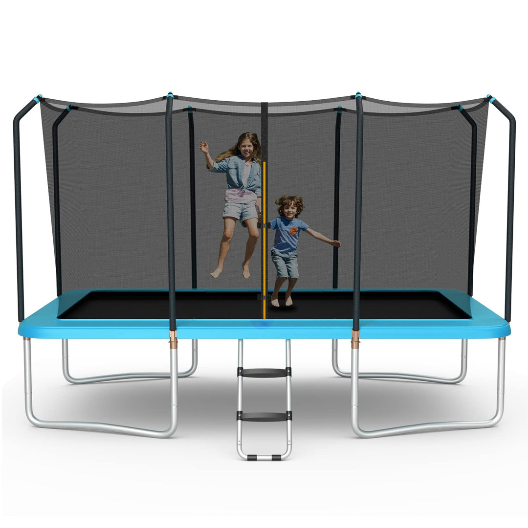 Giantex Trampoline, 8 FT x 14 FT ASTM Certified Rectangular Trampoline with Enclosure, Ladder, Double-Side Galvanized Steel Frame
