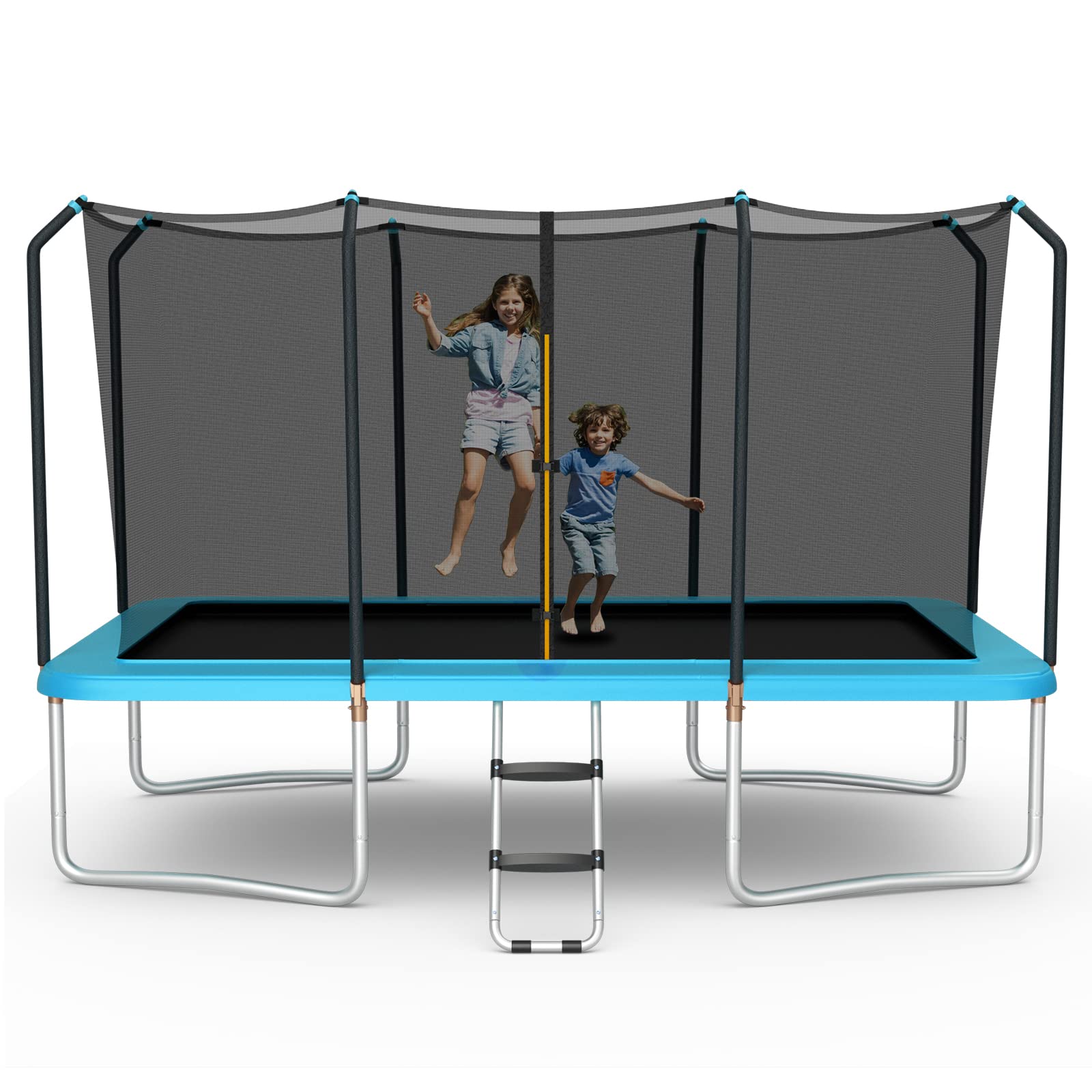 Giantex Trampoline, 8 FT x 14 FT ASTM Certified Rectangular Trampoline with Enclosure, Ladder, Double-Side Galvanized Steel Frame