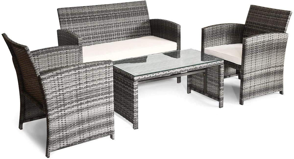 Giantex 4 Pc Rattan Patio Furniture Set
