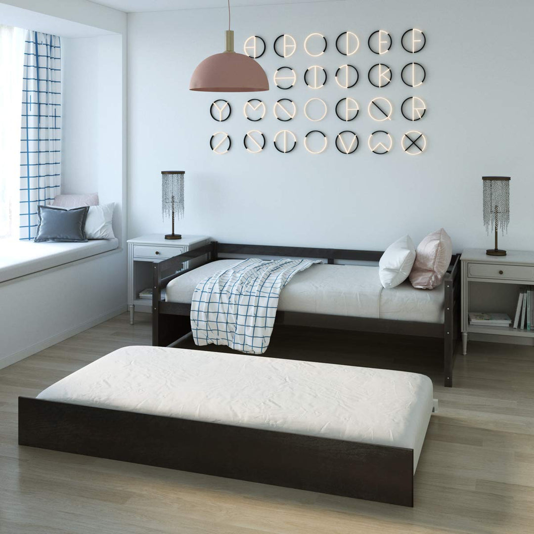 Giantex Wood Daybed with a Trundle, Twin Trundle Daybed with Durable Slat Support