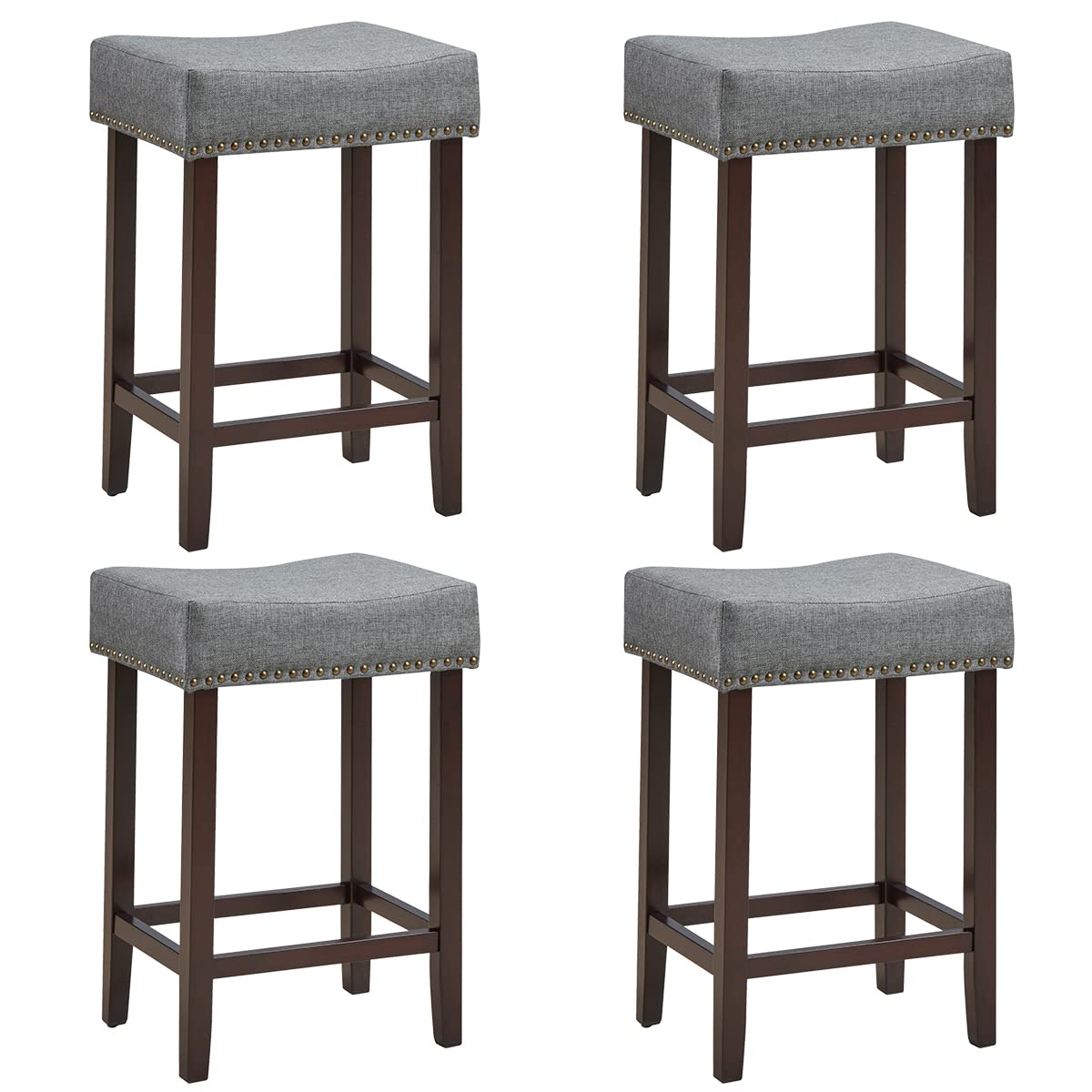 Giantex Backless Counter Height Stools with Brass Nail Head Studs
