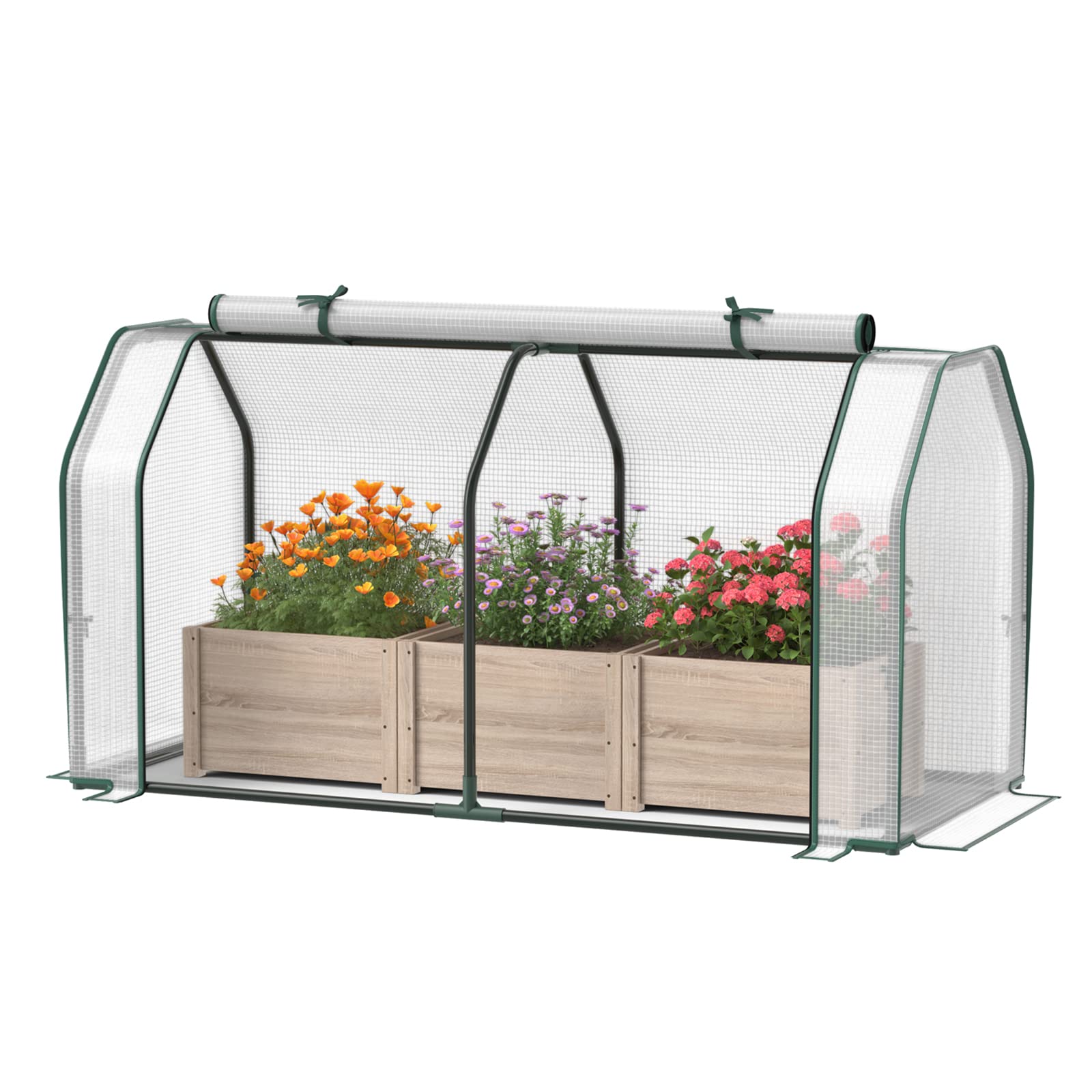 Giantex Mini Portable Greenhouse - for Raised Garden Bed, 47.5”x 21.5”x 24” Green House with PE Cover Zipper Door