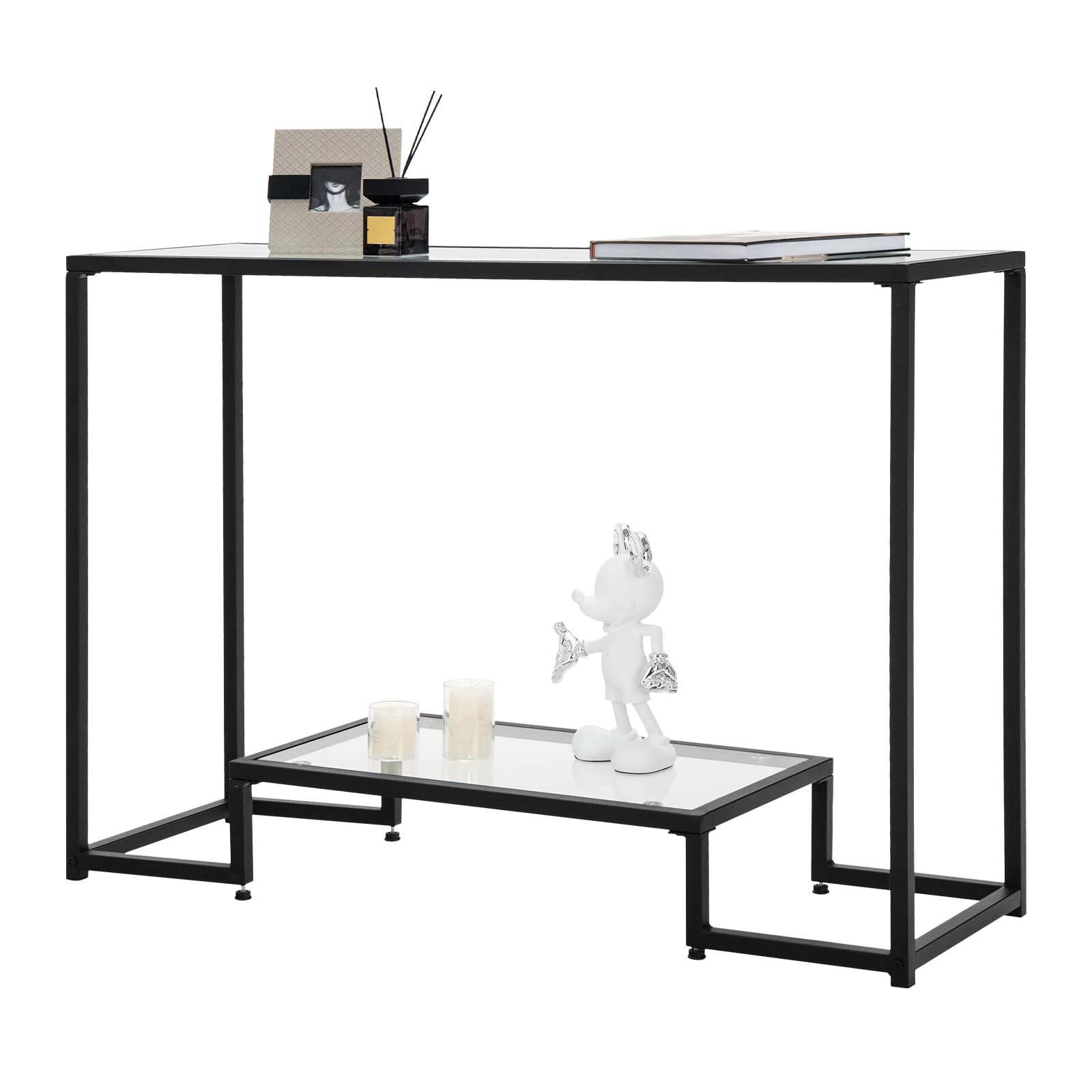 Giantex Narrow Console Entryway Table - Modern Sofa Side Table with Storage Lower Shelf, Black