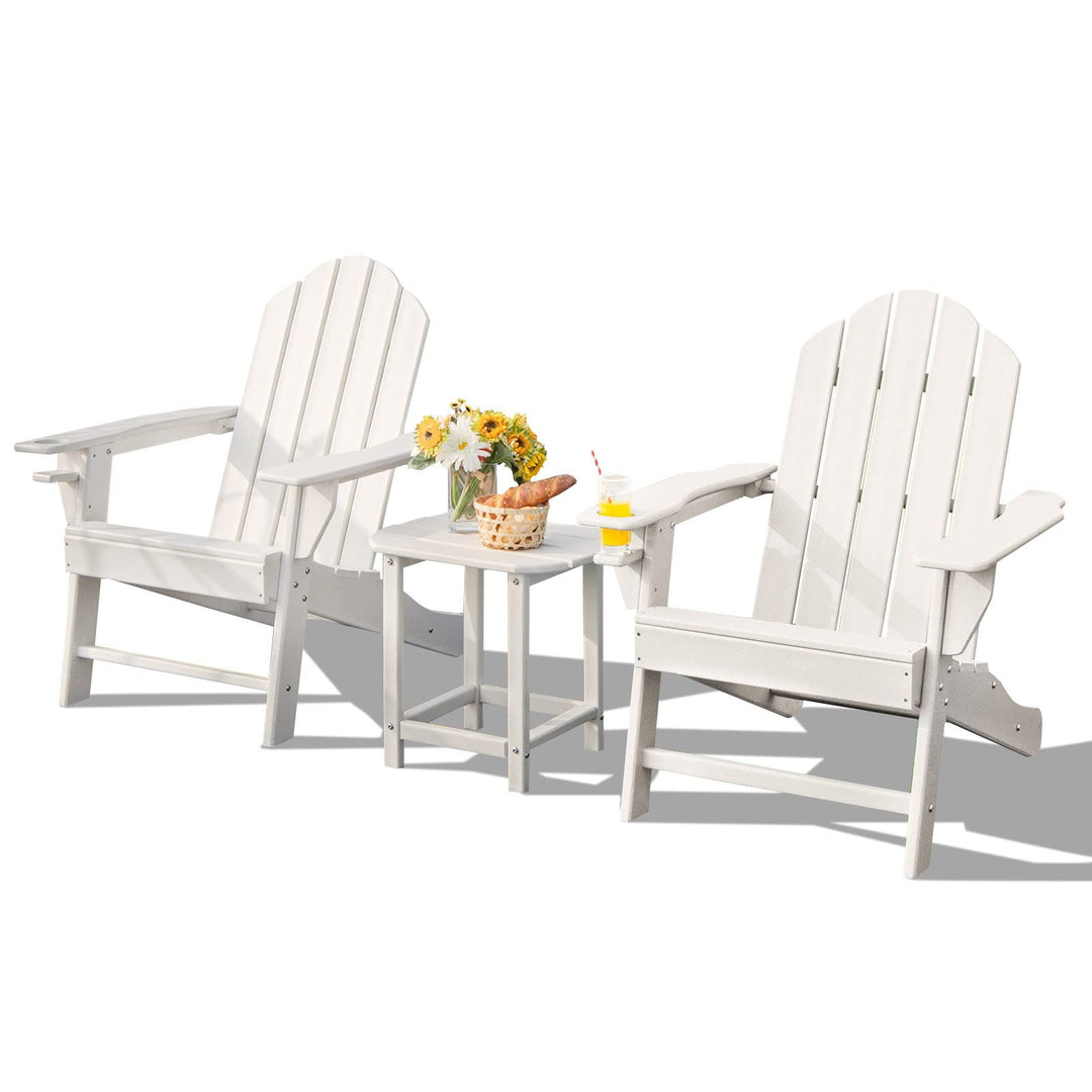Folding Adirondack Chair with Side Table, Outdoor Adirondack Chair w/Cup Holder