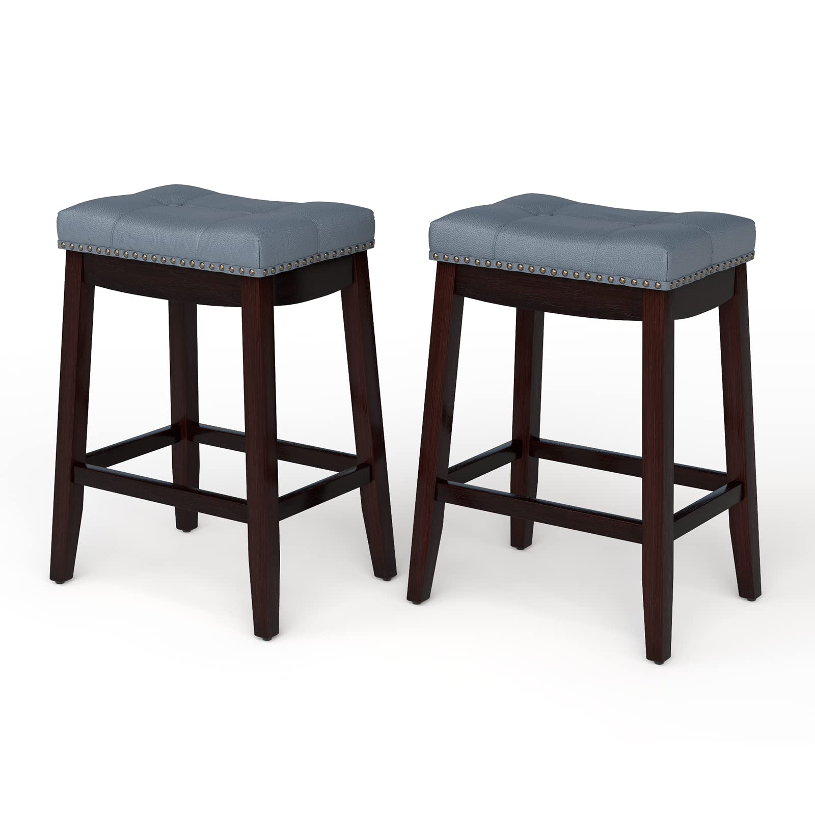 Backless Counter Stool with Footrest, Soft Seat Cushion