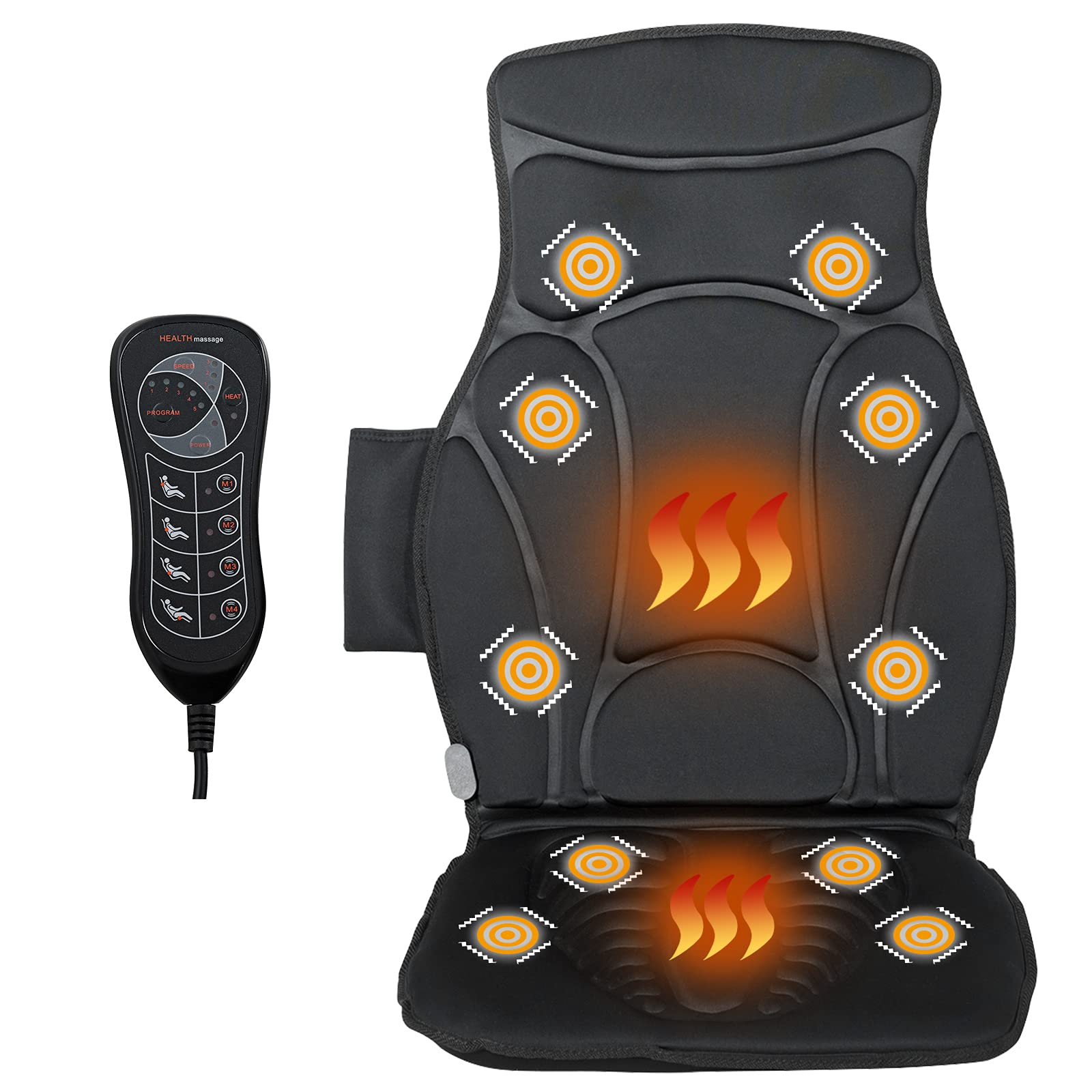 Giantex Back Massager for Back Pain, Chair Massage Pad Shiatsu Massage Seat with 10 Vibration Motors