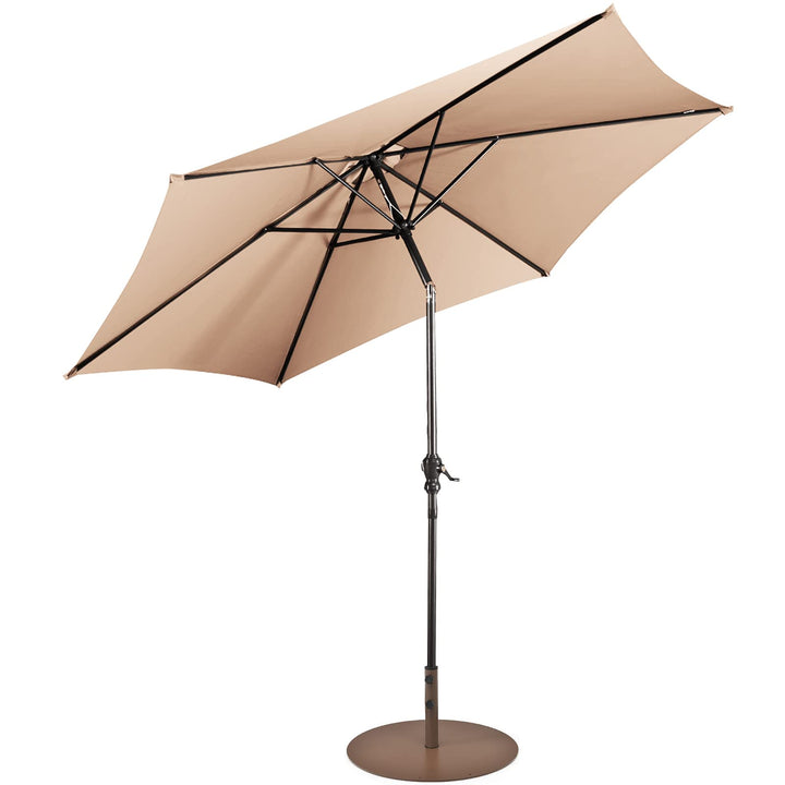 Giantex Patio Umbrella with Base Stand, 10ft Market Umbrella with 59 LBS Heavy-Duty Round Umbrella Stand