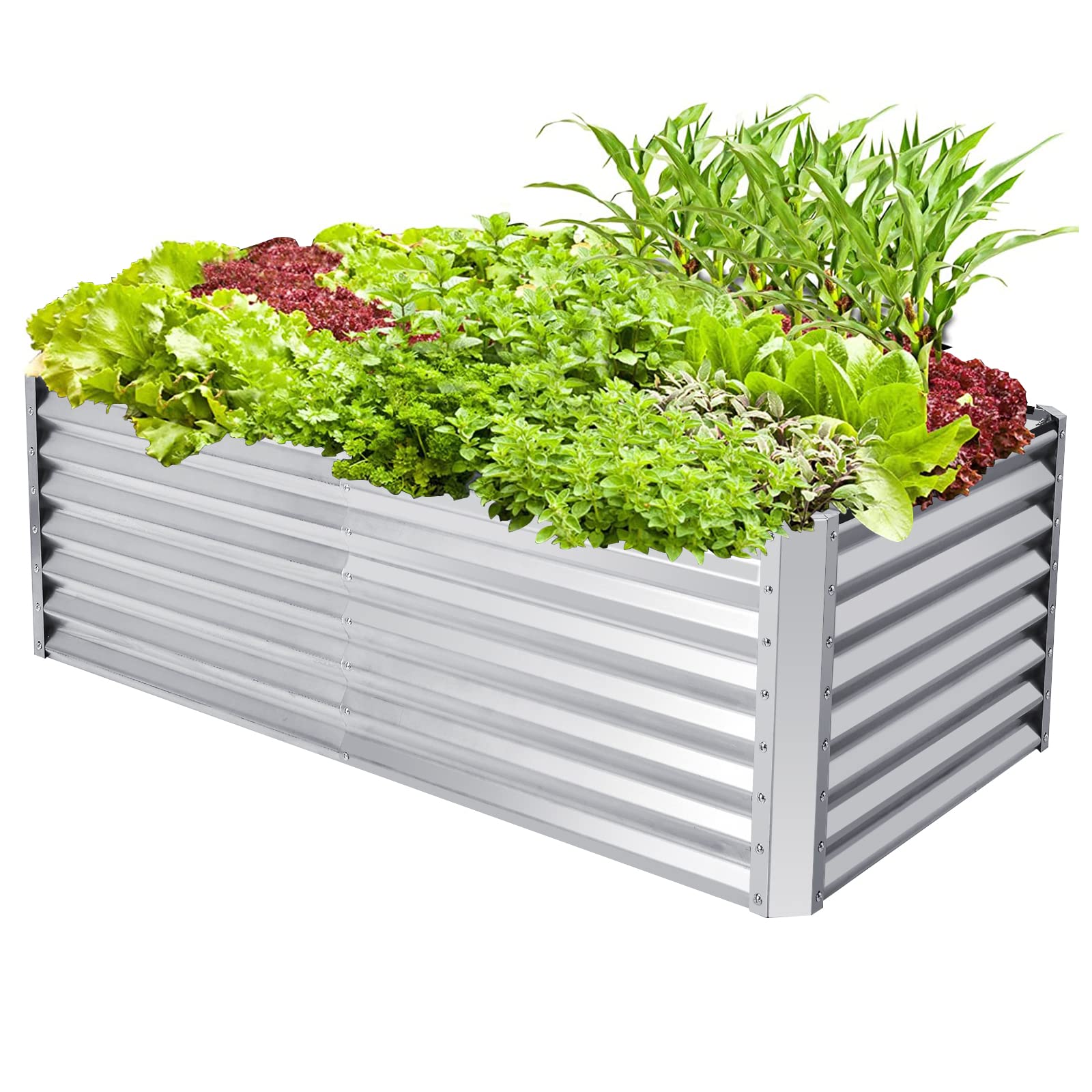 Giantex 6x3x2ft Steel Planter Raised Bed, Protective Edges, 4 Ground Stakes, Vegetables, Flowers Fruit Herb