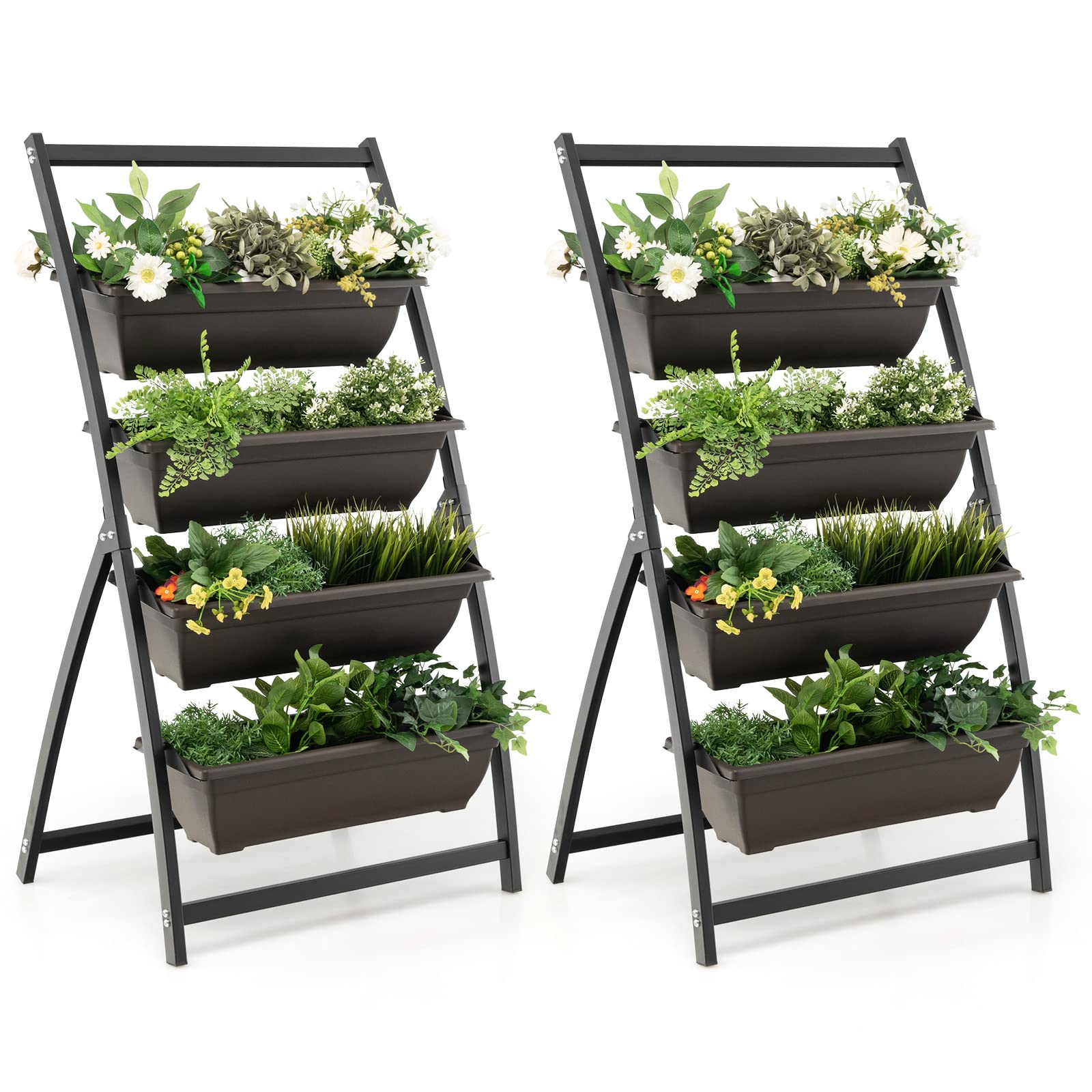 Giantex 2 Pcs 4.1FT Vertical Raised Garden Bed, 4-Tier Elevated Planter Box