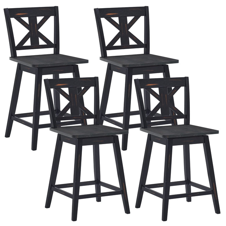 360 Degree Rubber Wood Bar Chairs, Vintage Bar Stools for Home, Restaurant & Pub