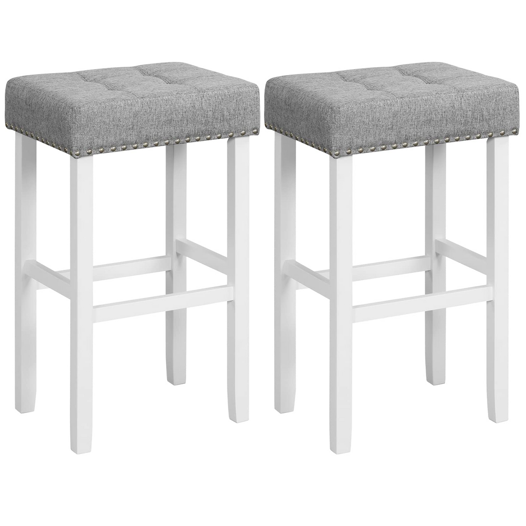 Giantex Bar Stools Set of 2-29" Bar Height Backless Barstools with Nailhead Linen Foam Seat