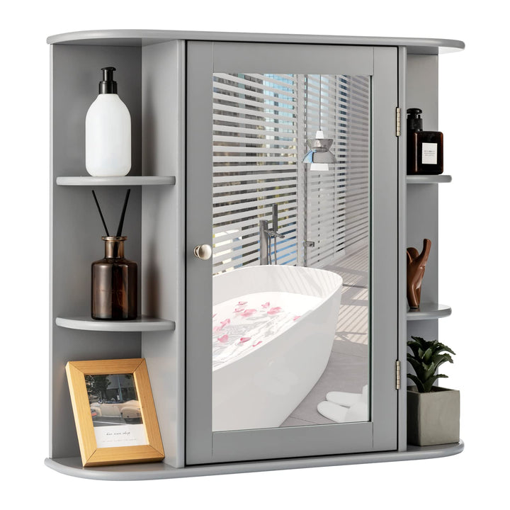 Giantex Mirrored Bathroom Medicine Cabinet - Wall Mounted Bathroom Hanging Cabinet with Single Door