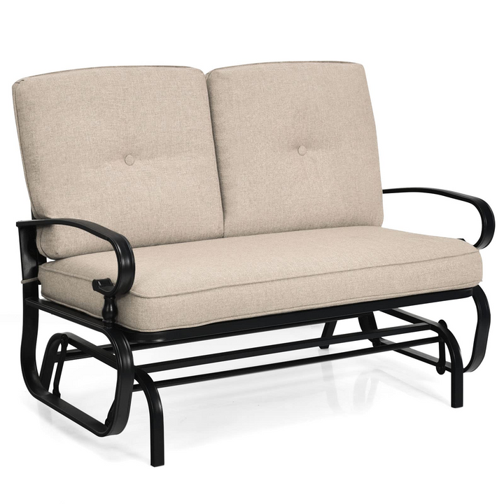 Giantex Outdoor Glider Bench Patio Loveseat with Cushions