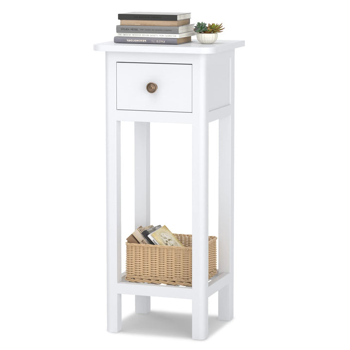 Small End Table | Wooden Slim Side Table for Small Space