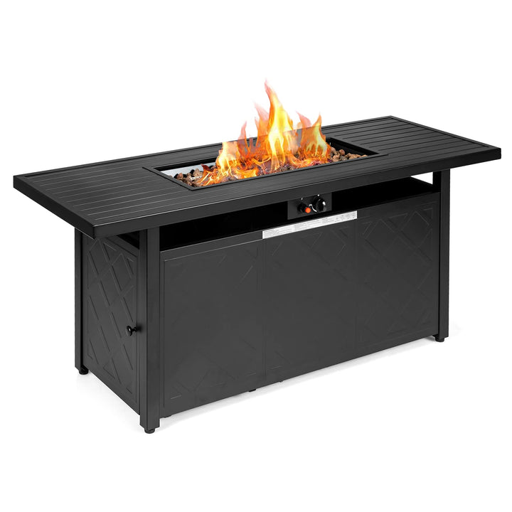 Giantex Gas Fire Table, Rectangular Outdoor Patio Propane Firepit Table