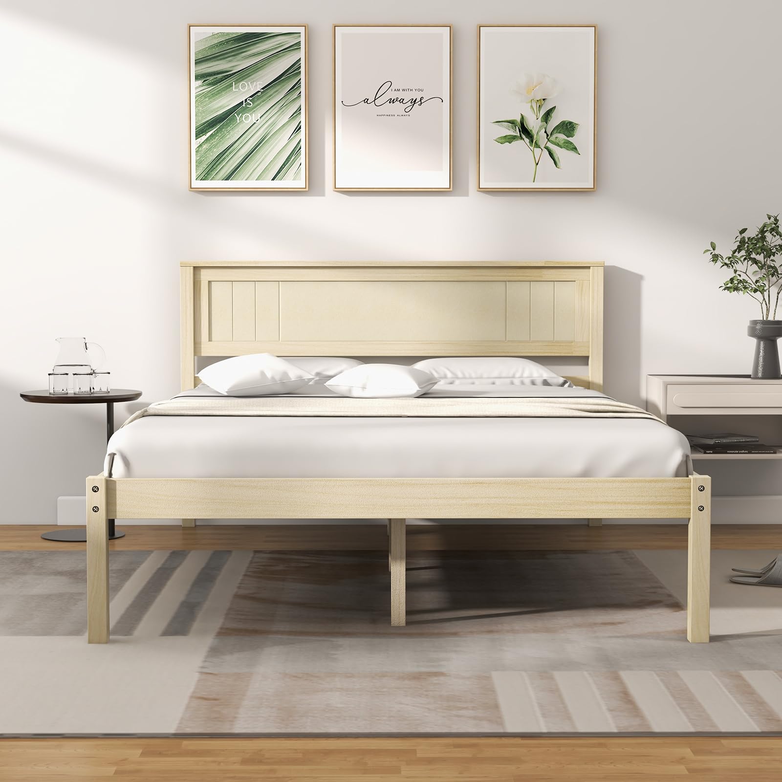 Giantex Wood Full Platform Bed with Headboard