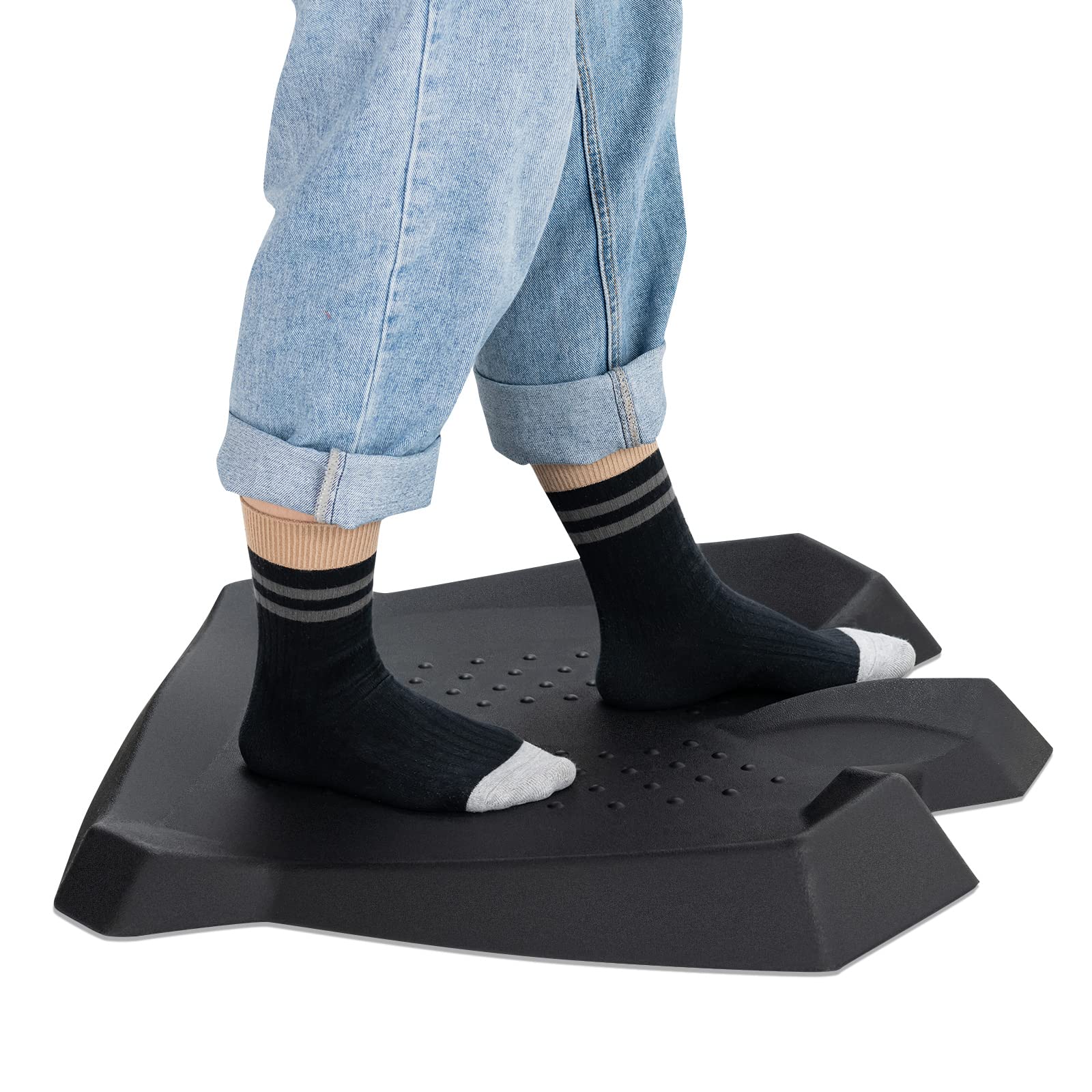 Giantex Anti Fatigue Mat, Not-Flat Standing Mat w/ Foot Massage Points Diverse Terrain & Beveled Edges
