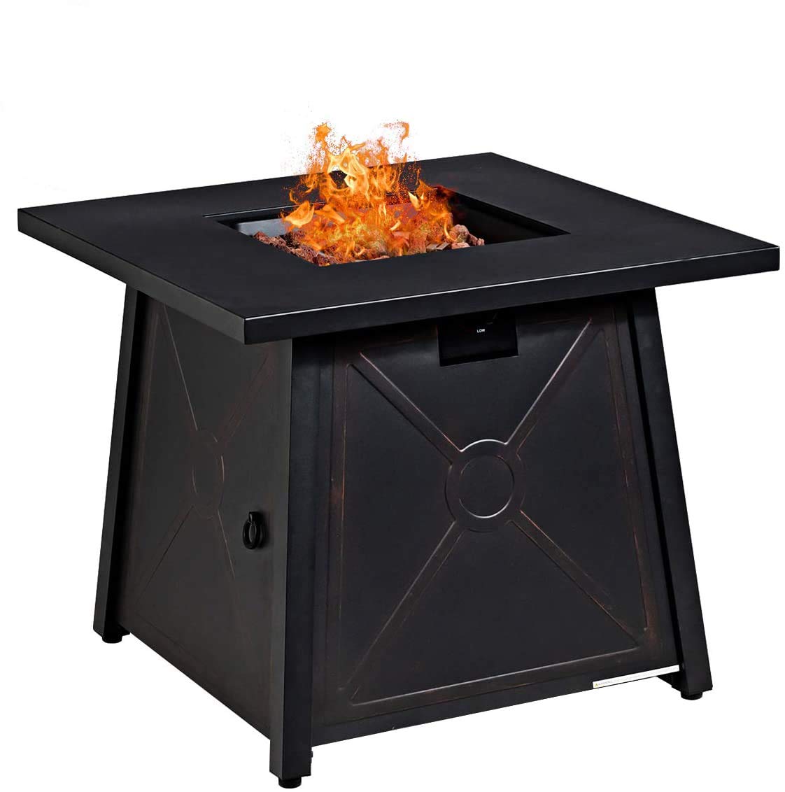 Giantex Gas Fire Table, 30 Inch Square Firepit Table 50,000BTU Fire Pits Tables w/ Waterproof Cover (Black)