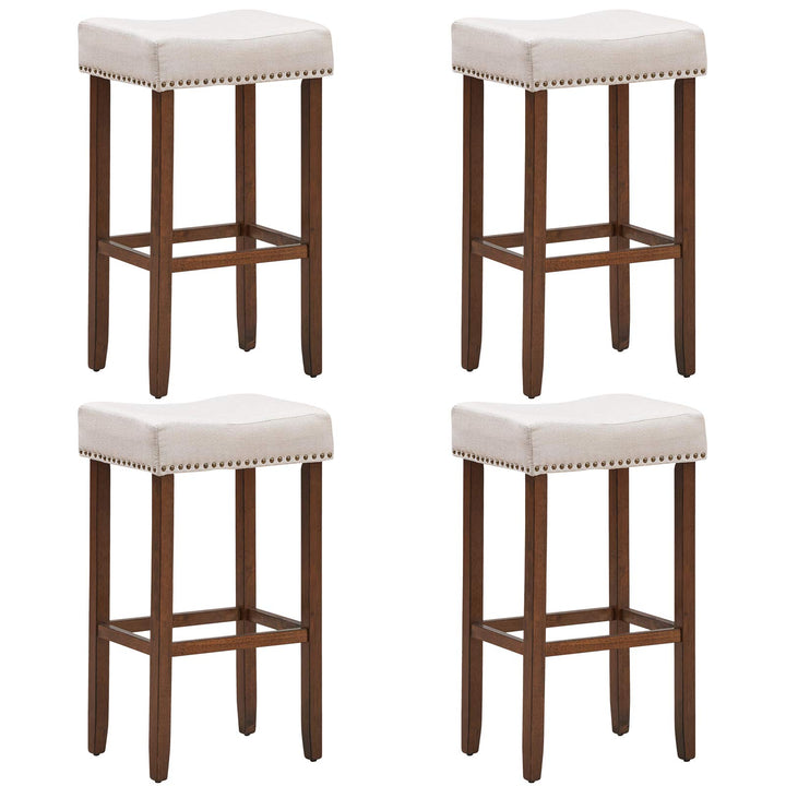 Giantex Backless Counter Height Stools with Brass Nail Head Studs