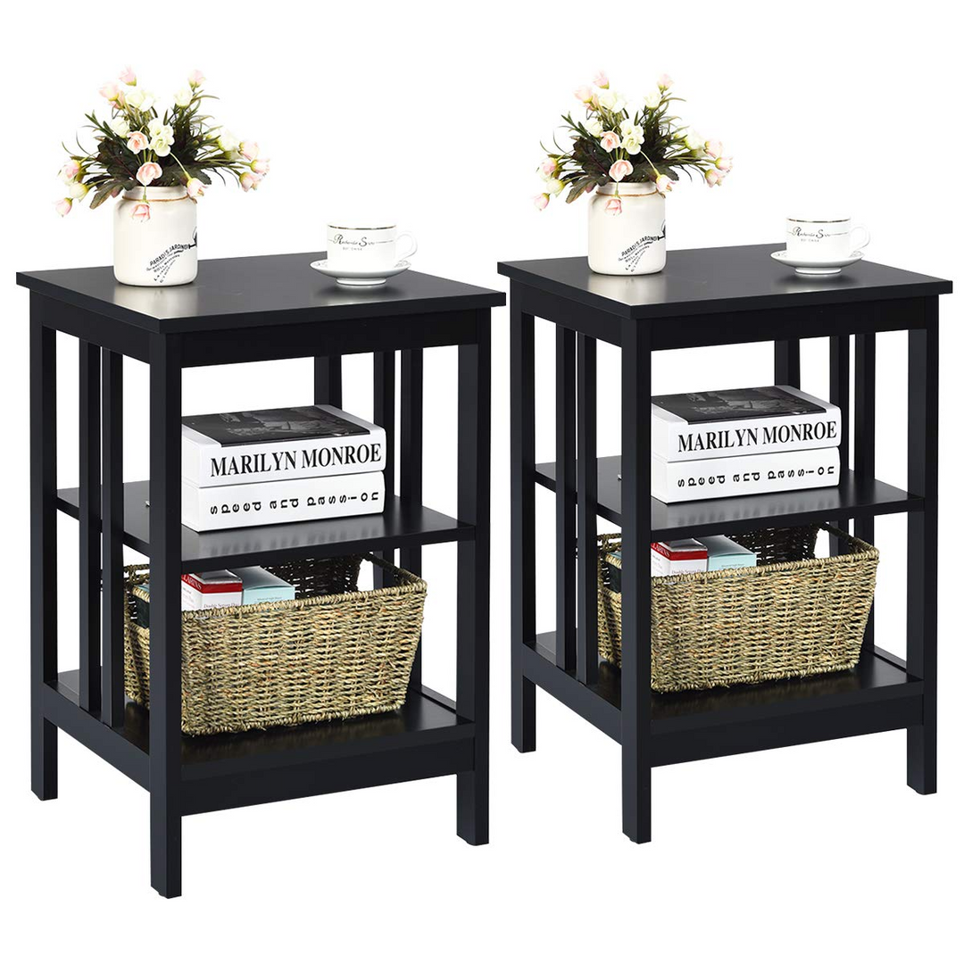 Giantex Nightstand 3-Tier Sofa Side Table W/Reinforced Bars and Stable Structure