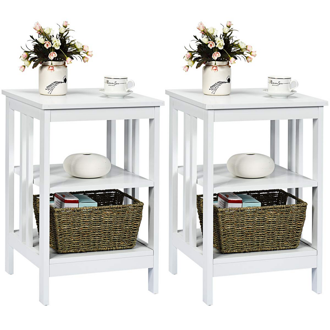 Giantex Nightstand 3-Tier Sofa Side Table W/Reinforced Bars and Stable Structure