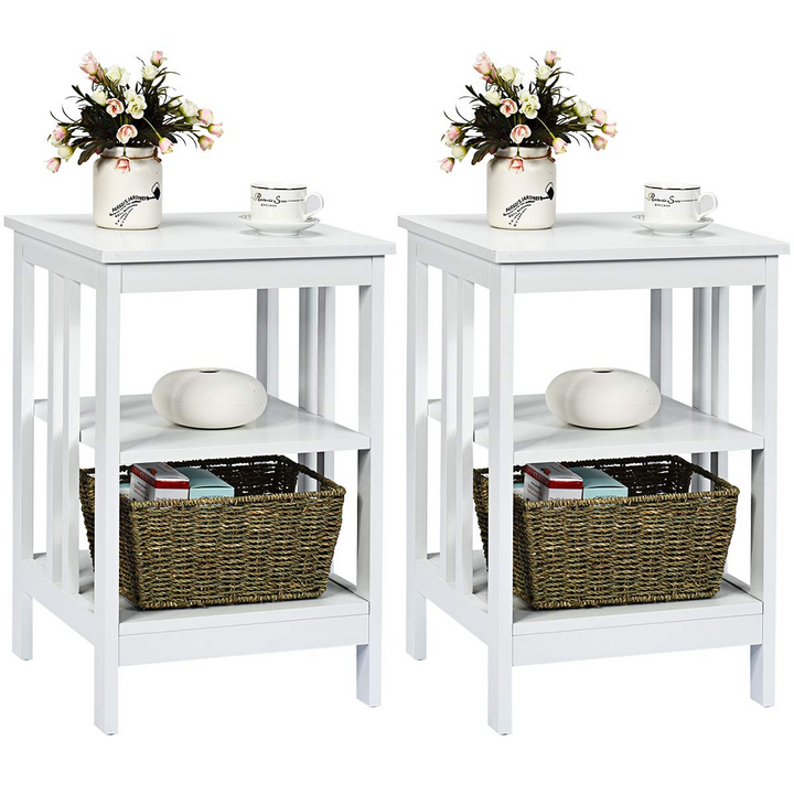 Giantex Nightstand 3-Tier Sofa Side Table W/Reinforced Bars and Stable Structure