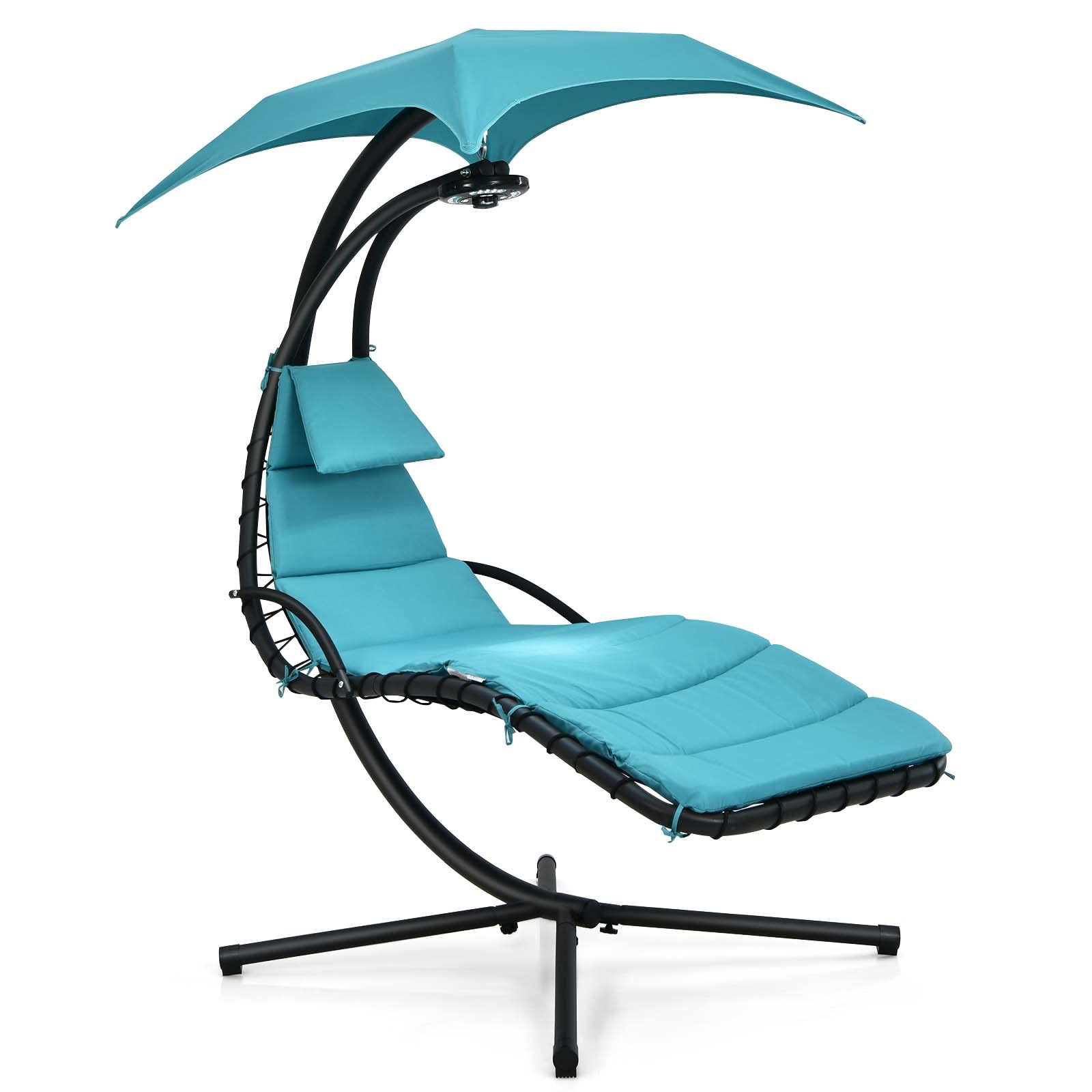 Hanging Chaise Outdoor Lounge Chair Porch Swing Hammock Chair with Arc Stand