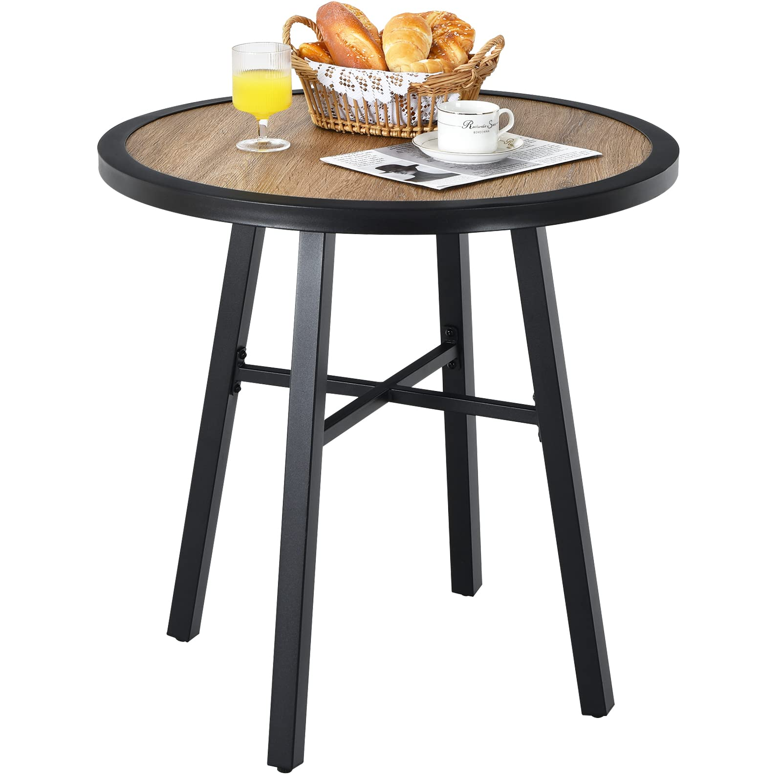 29 Inch Patio Bistro Table, Outdoor Round Bistro Table with Heavy-Duty Steel Frame