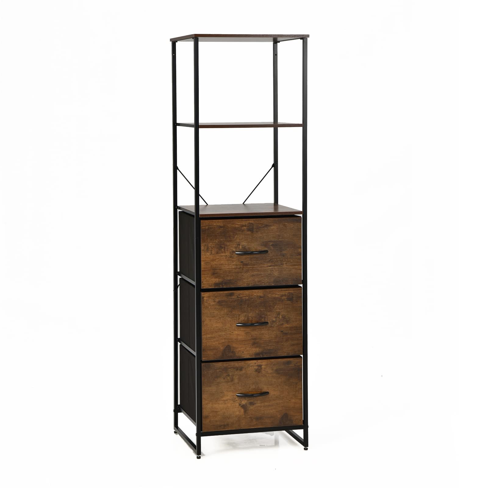 6 Tier Storage Cabinet, 61.5" Tall Storage Rack Storage Bookshelf w/Folding Drawers