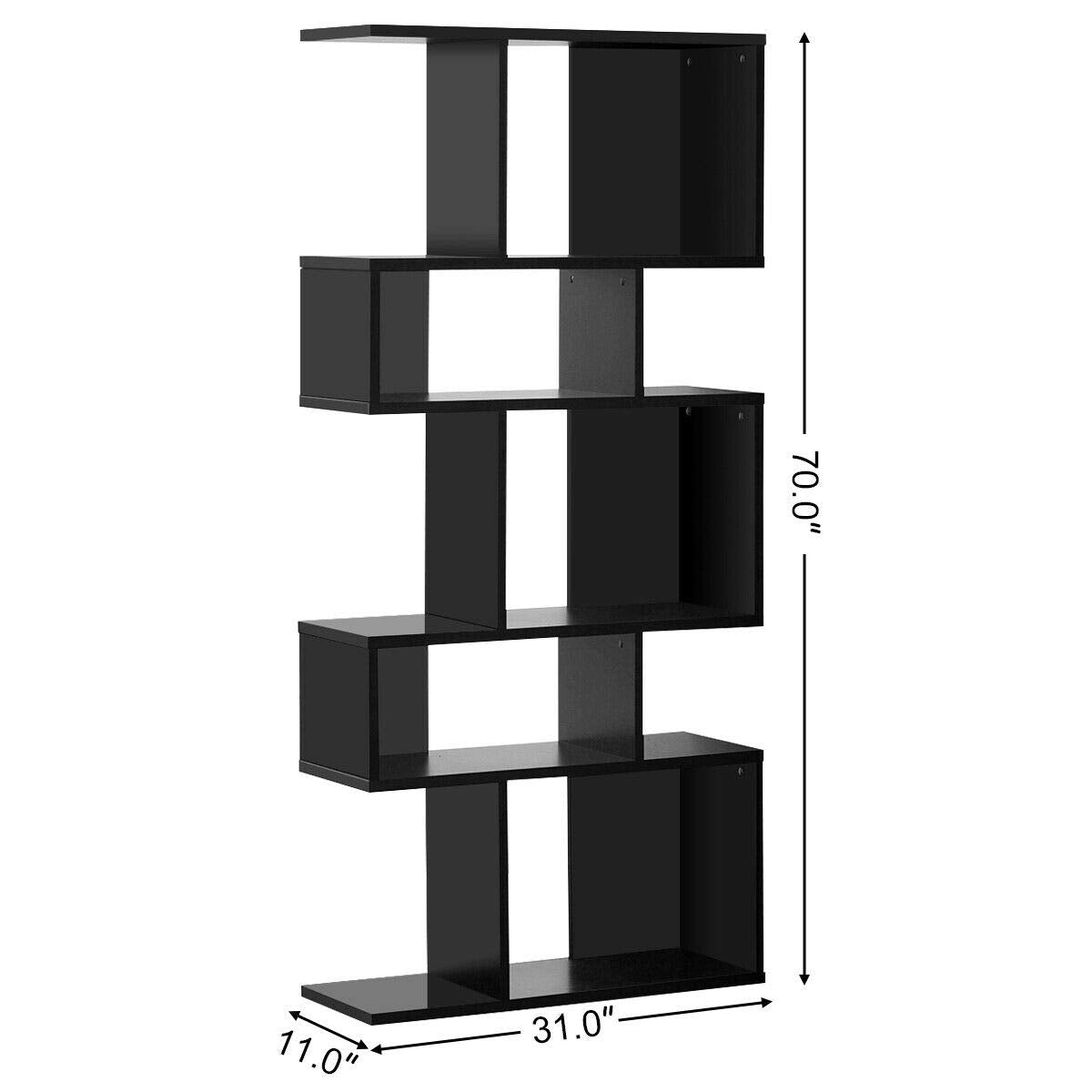 Freestanding Ladder Bookcase, 5-Layer Shelves Closet Organizer Rack Display Cabinet