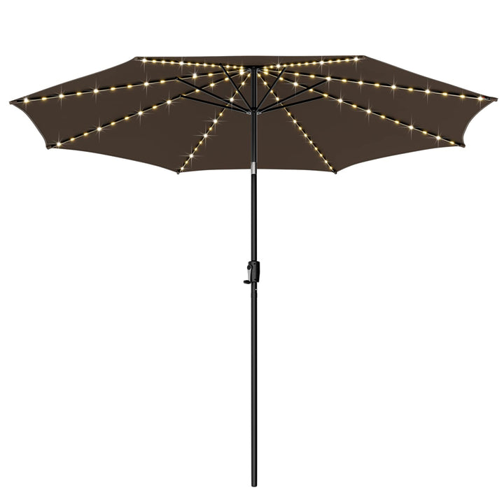 Giantex 10 ft Patio Umbrella with 112 Solar Lights, Outdoor Table Market Umbrellas with 8 Ribs