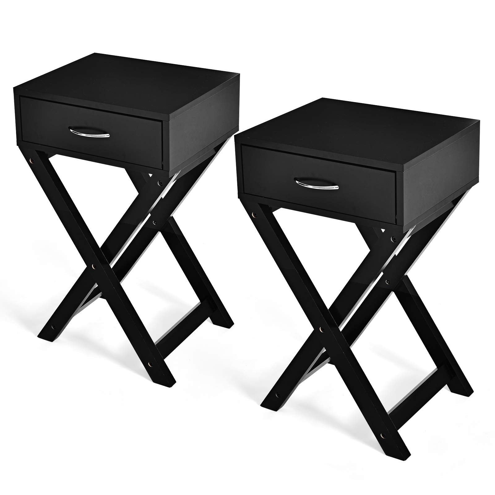 Giantex Nightstand with Drawer X-Shaped Design Sofa Side Table