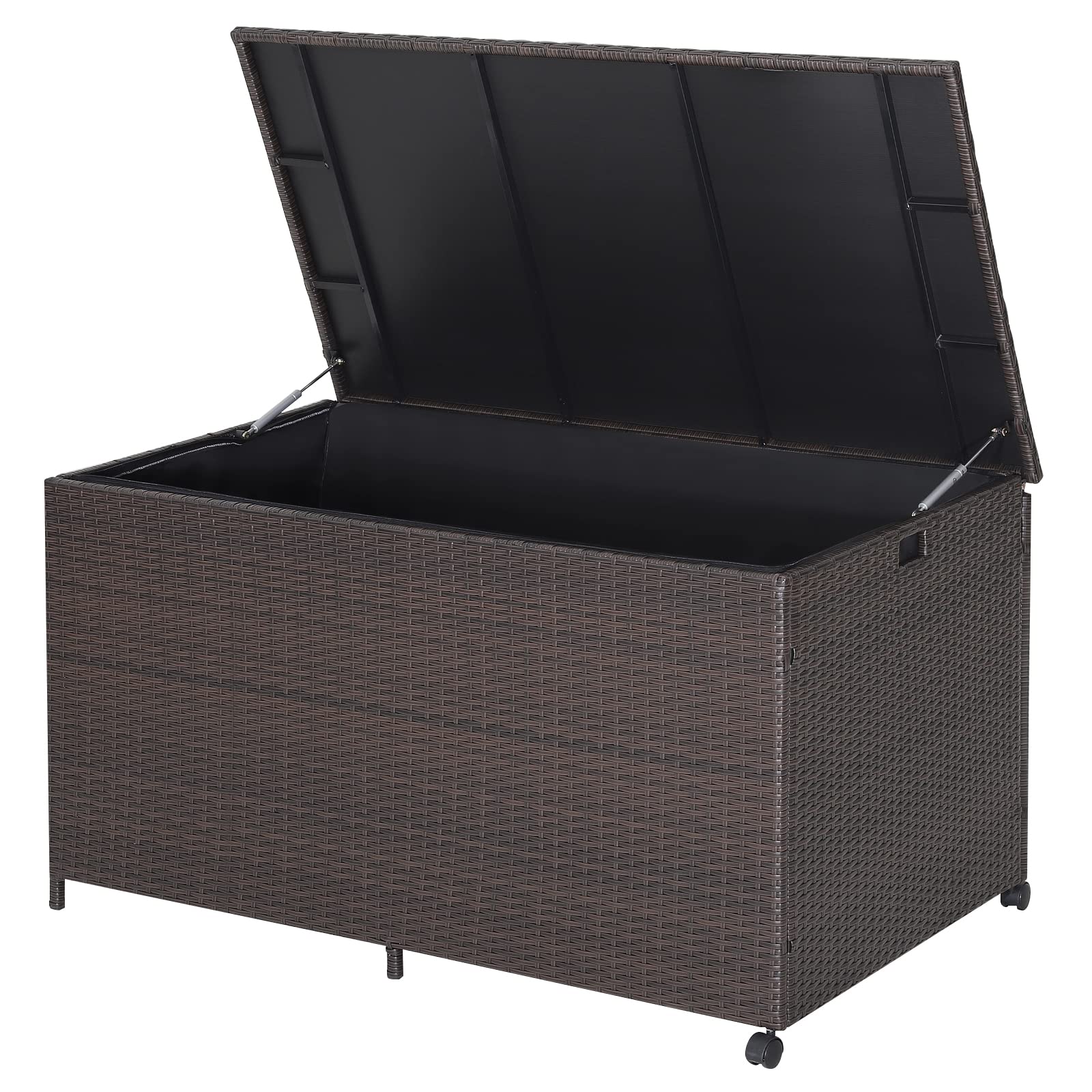 Giantex Wicker Outdoor Deck Box - 133 Gallon Storage Box with Lid