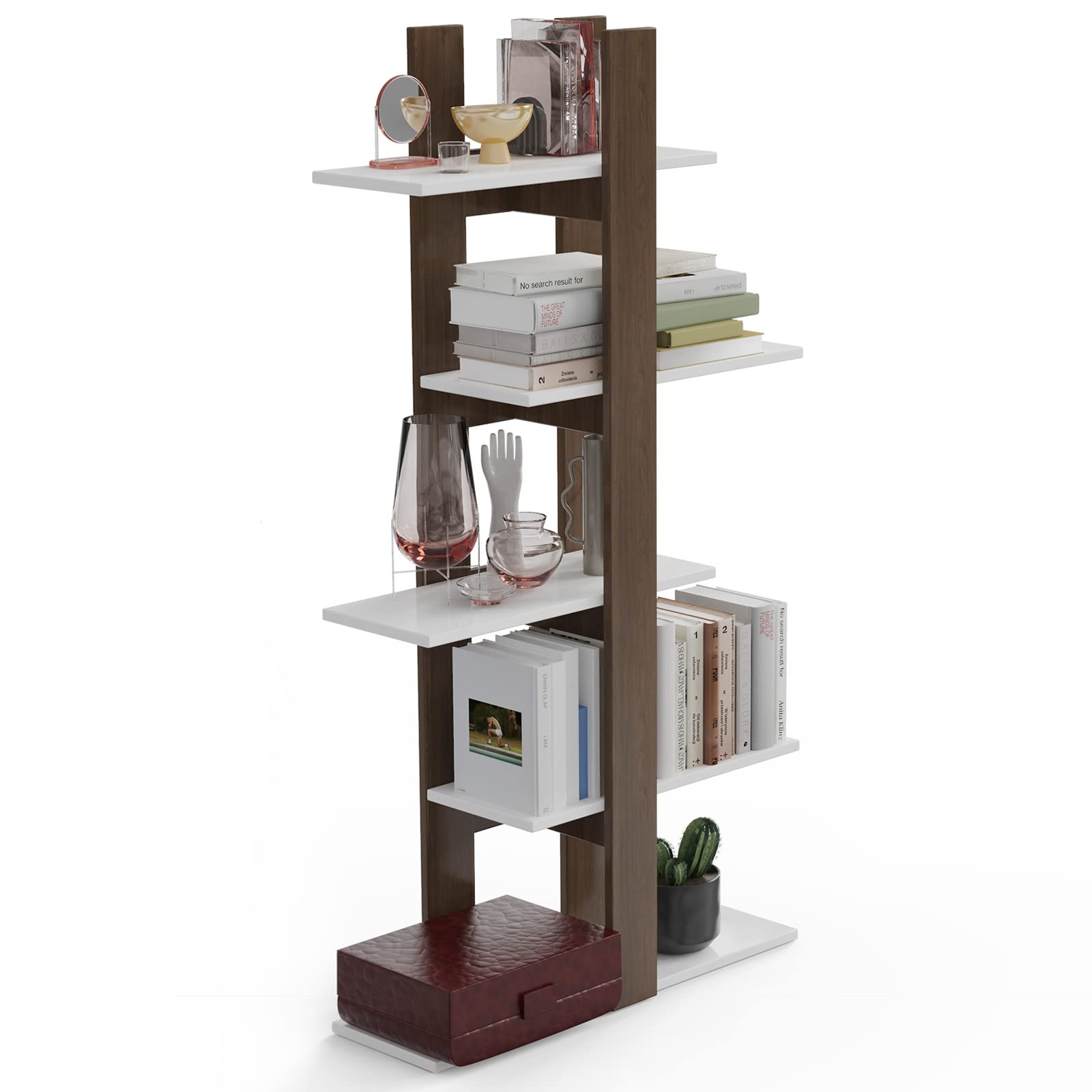 5-Tier Tall Wood Tree Book Shelf w/ Anti-Toppling Device