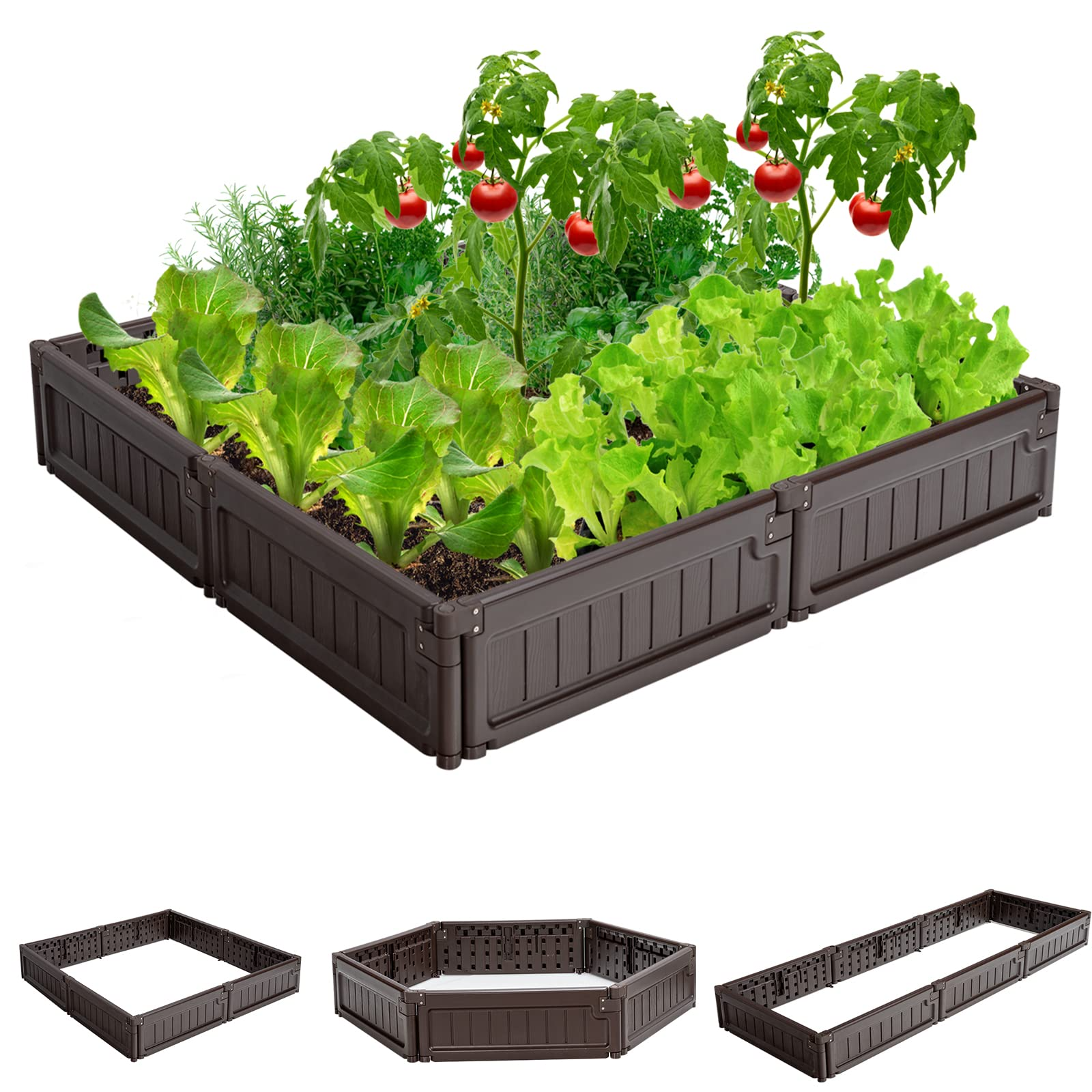 4x4 Ft Planter Raised Bed, Octagon Garden Bed for Vegetable Flower Succulents Fruits