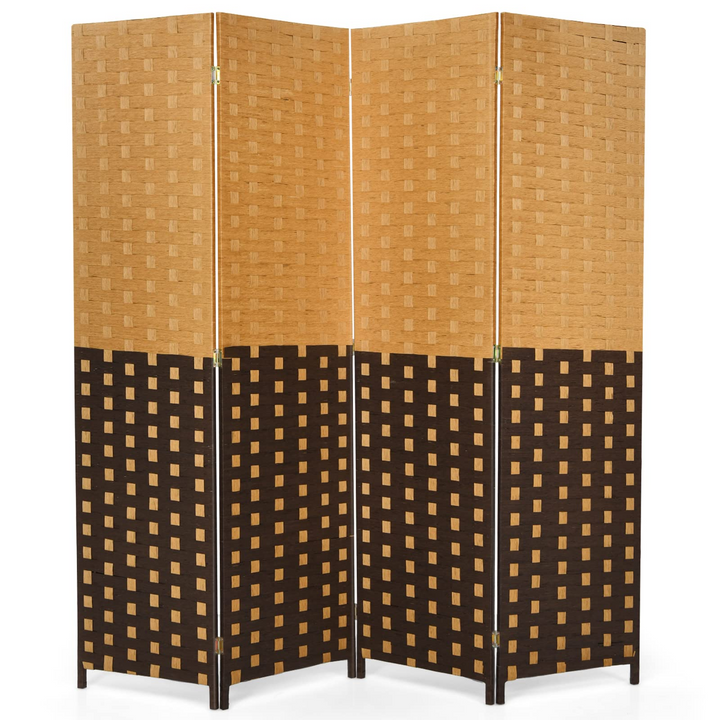 Giantex 4 Panel Room Divider, 6 Ft Tall Handmade Rattan Room Dividers, Portable Wood Room Separators Divider