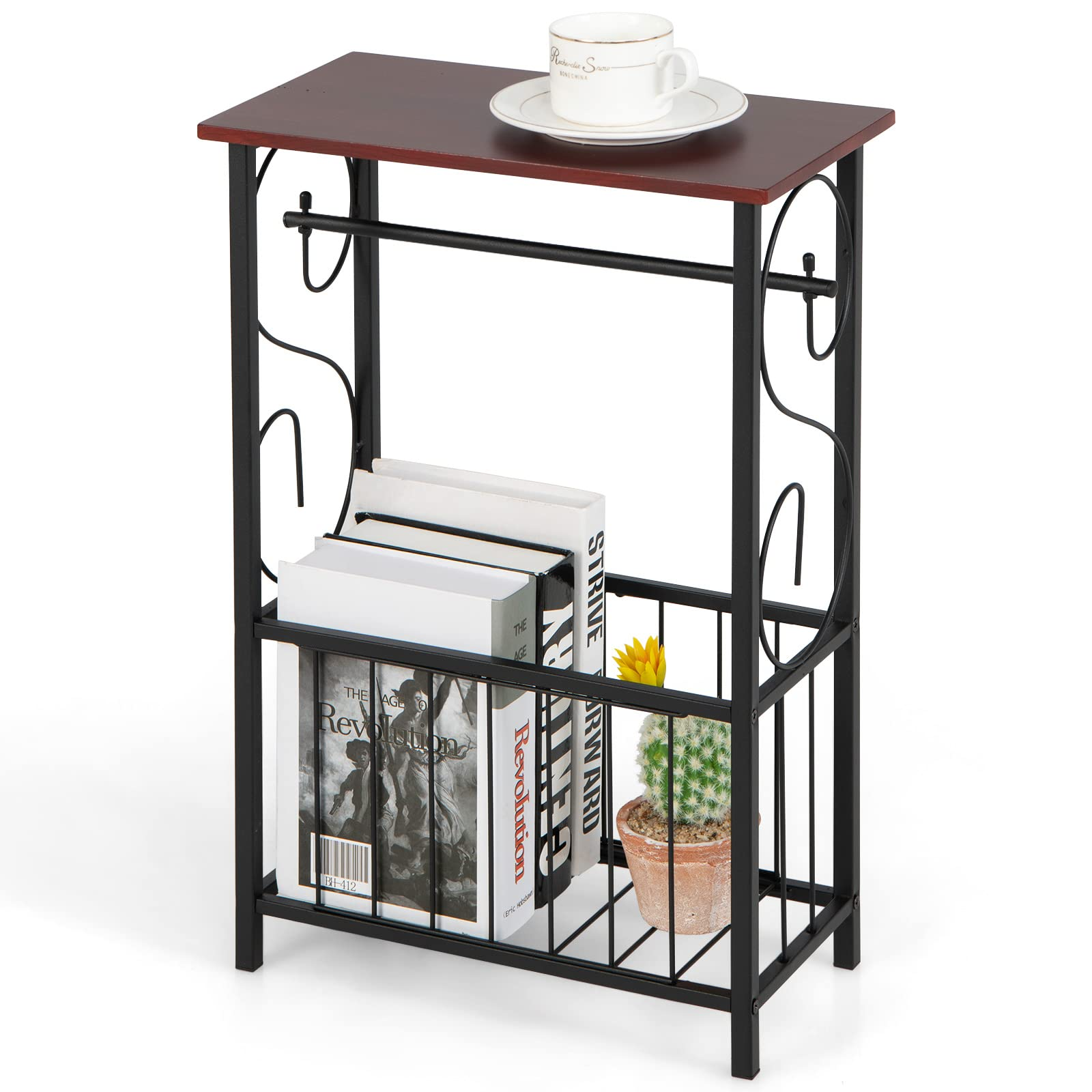 Giantex Side Table w/Paper Holder, Narrow Side Table