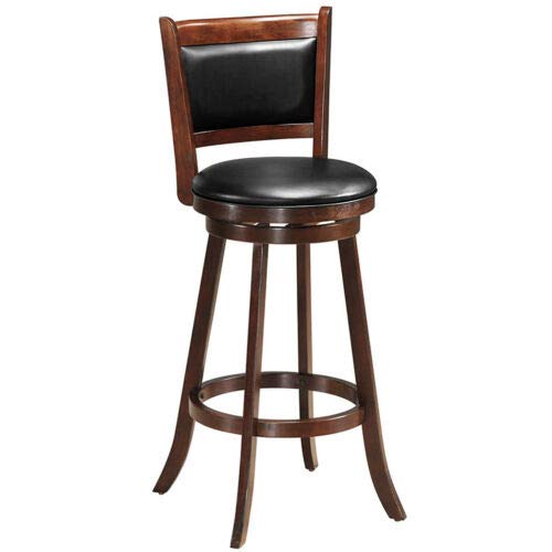 Giantex Accent Wooden Swivel Back Counter Height Bar Stool, Fabric Upholstered Design