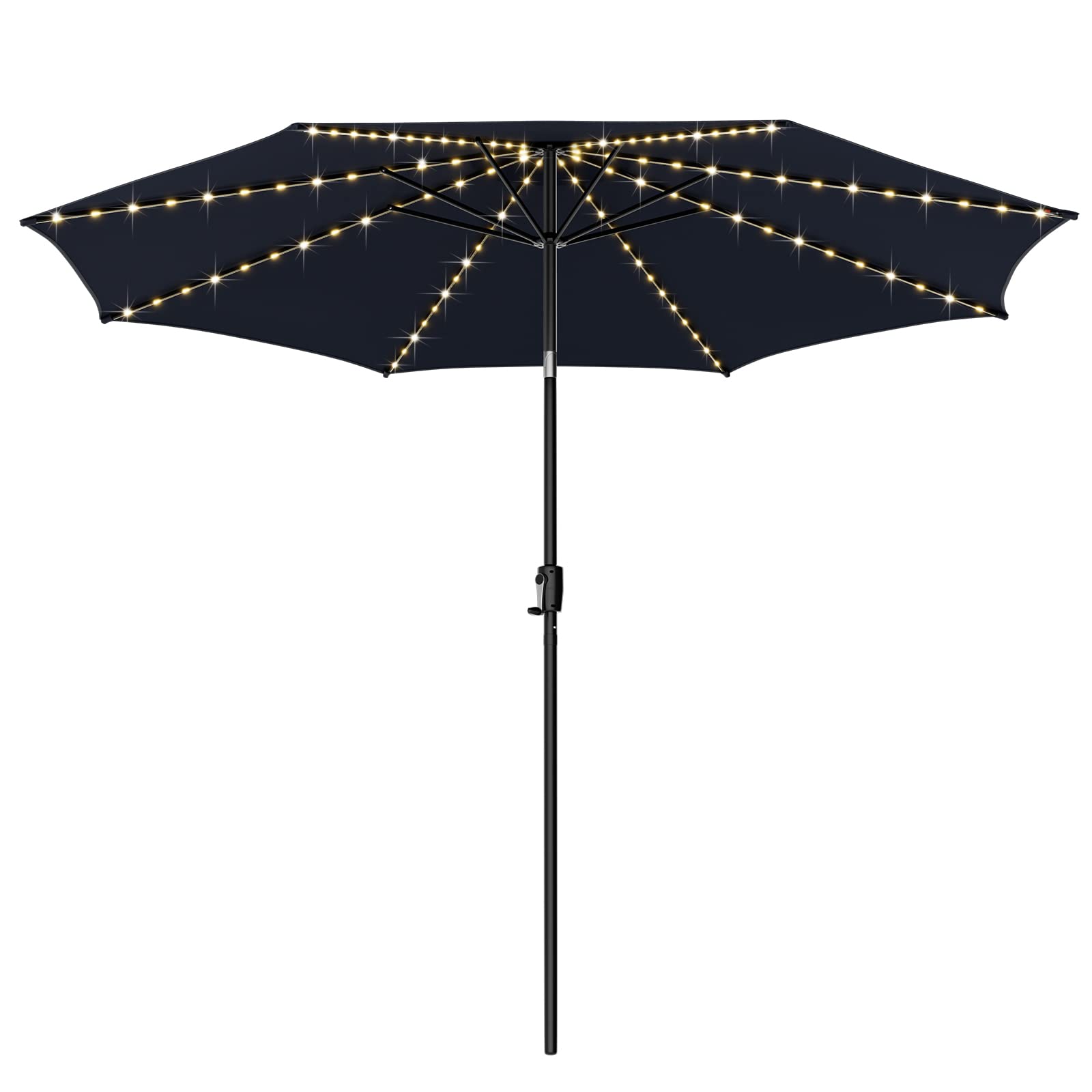 Giantex 10 ft Patio Umbrella with 112 Solar Lights, Outdoor Table Market Umbrellas with 8 Ribs