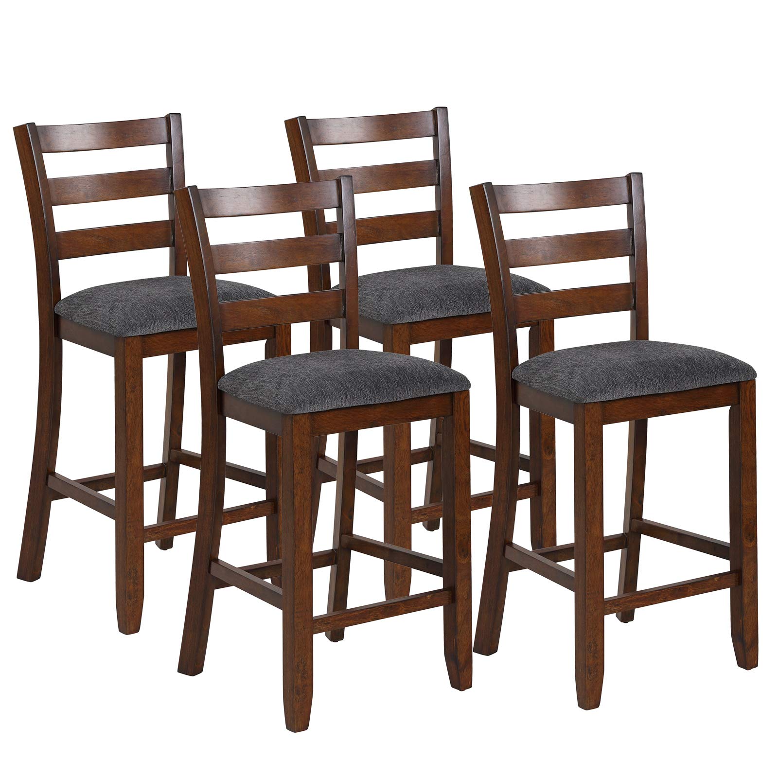 Upholstered Bar Stools with Solid Rubber Wood Frame, Foam-Padded Cushion