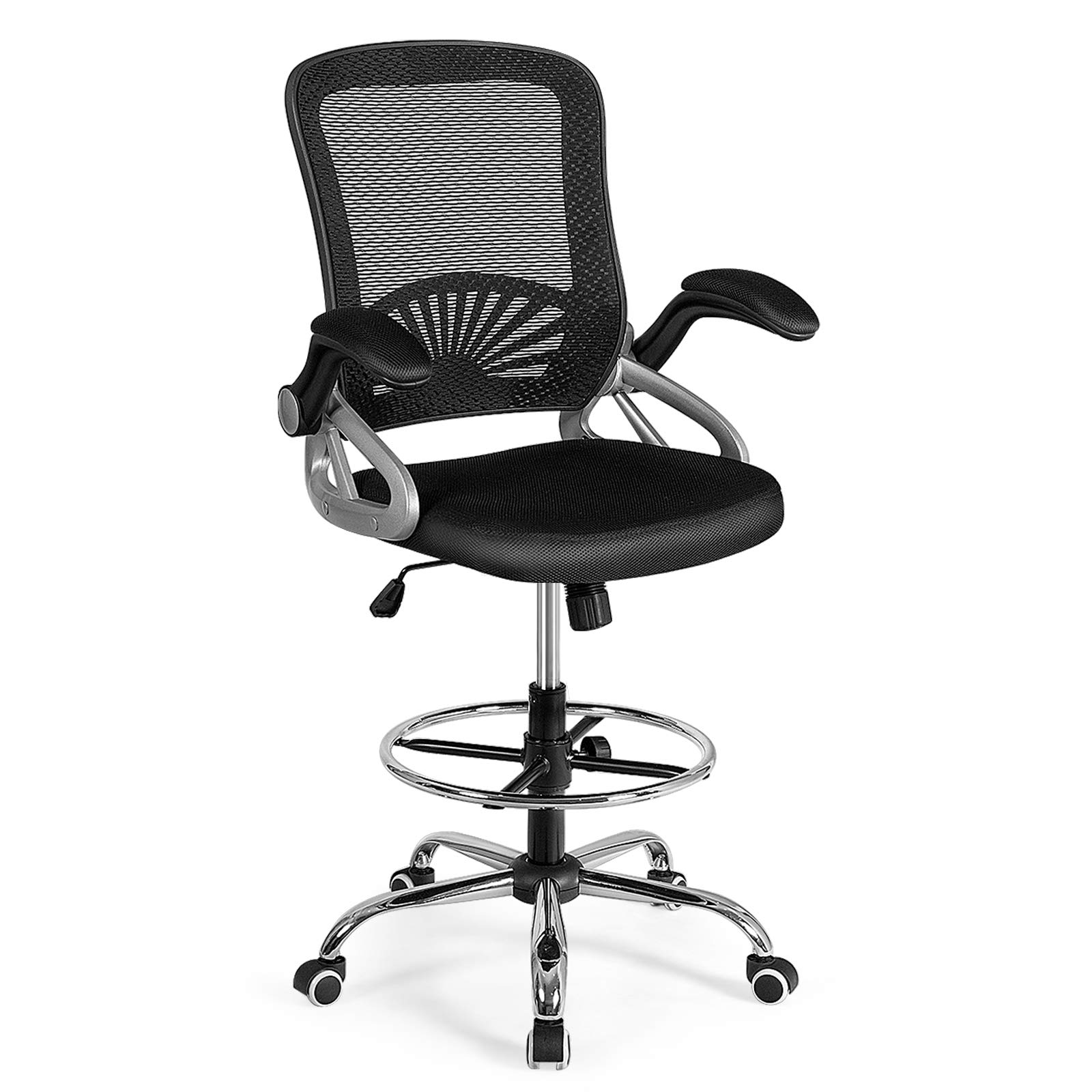 Giantex Mesh Drafting Chair, Standing Desk Stool with Lumbar Support
