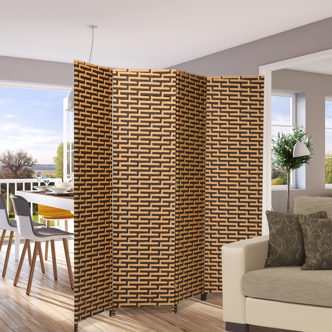 Giantex Room Divider, 6 Ft 4 Panel Handmade Rattan Room Divider