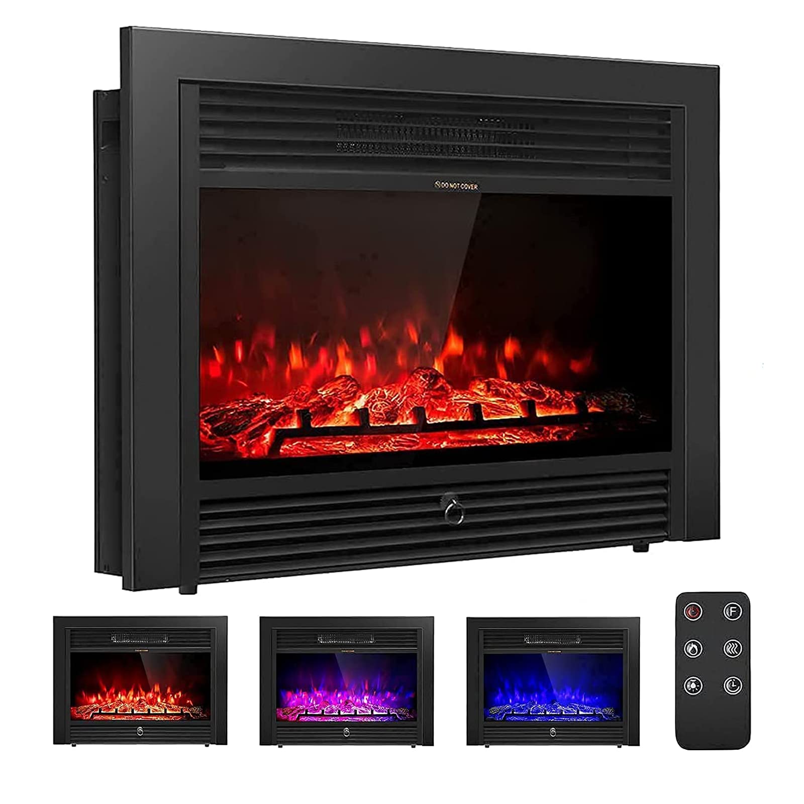 Giantex 28.5" Electric Fireplace Insert Recessed Mounted with 3 Color Adjustable Flames