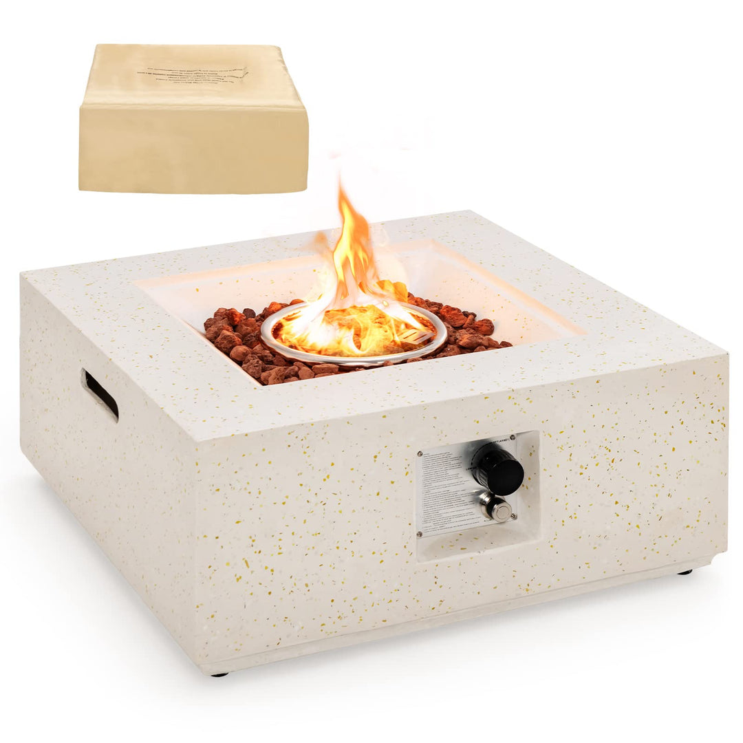 Giantex Patio Fire Pit Table - 40,000 BTU Terrazzo Propane Gas Fire Table