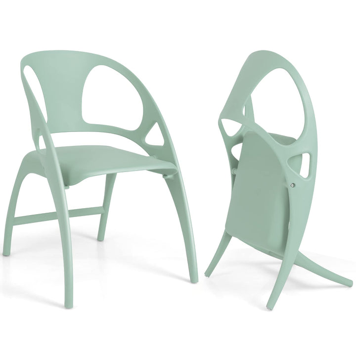 Giantex Folding Dining Chairs Set of 2/4, Outdoor Plastic Dining Chairs with Armrest and High Backrest