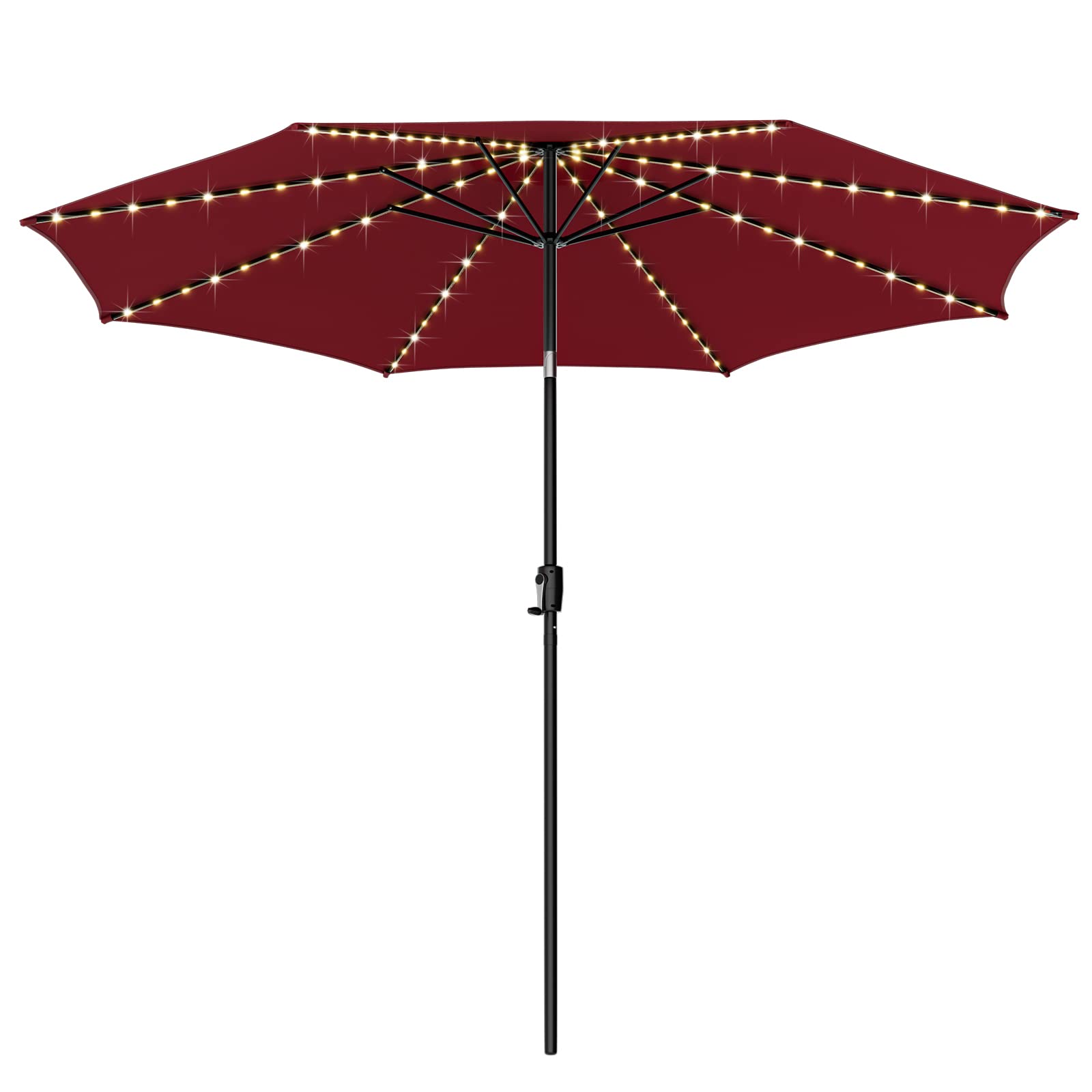 Giantex 10 ft Patio Umbrella with 112 Solar Lights, Outdoor Table Market Umbrellas with 8 Ribs