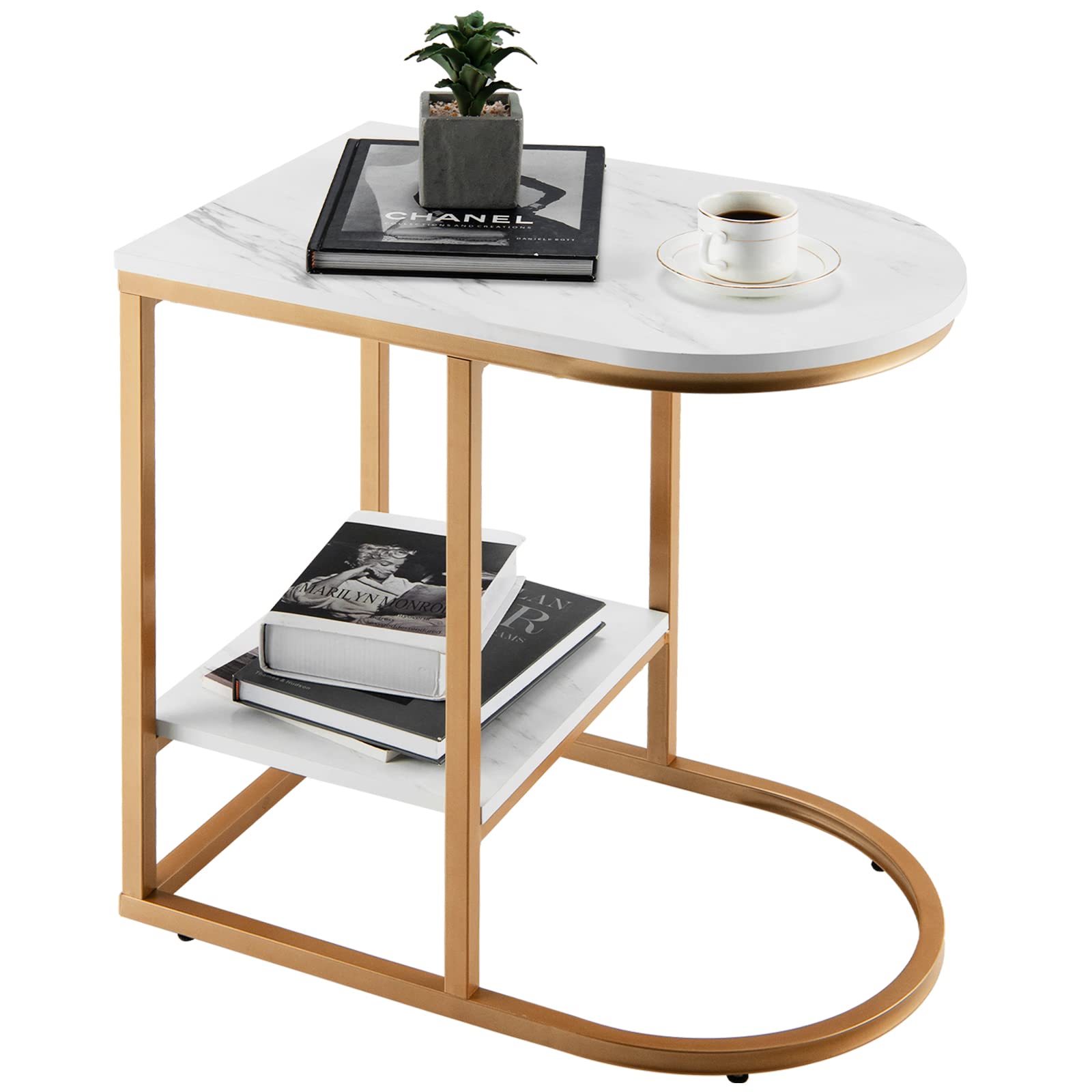 Giantex Side Table, 2-Tier C-Shaped End Table